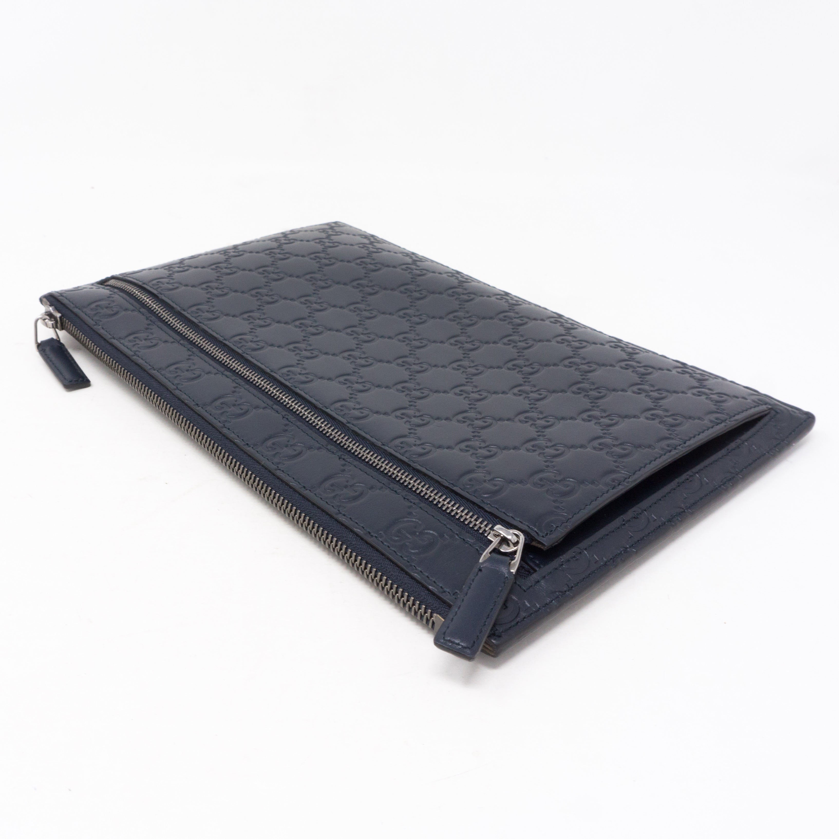 Portfolio Pouch Navy Blue Leather