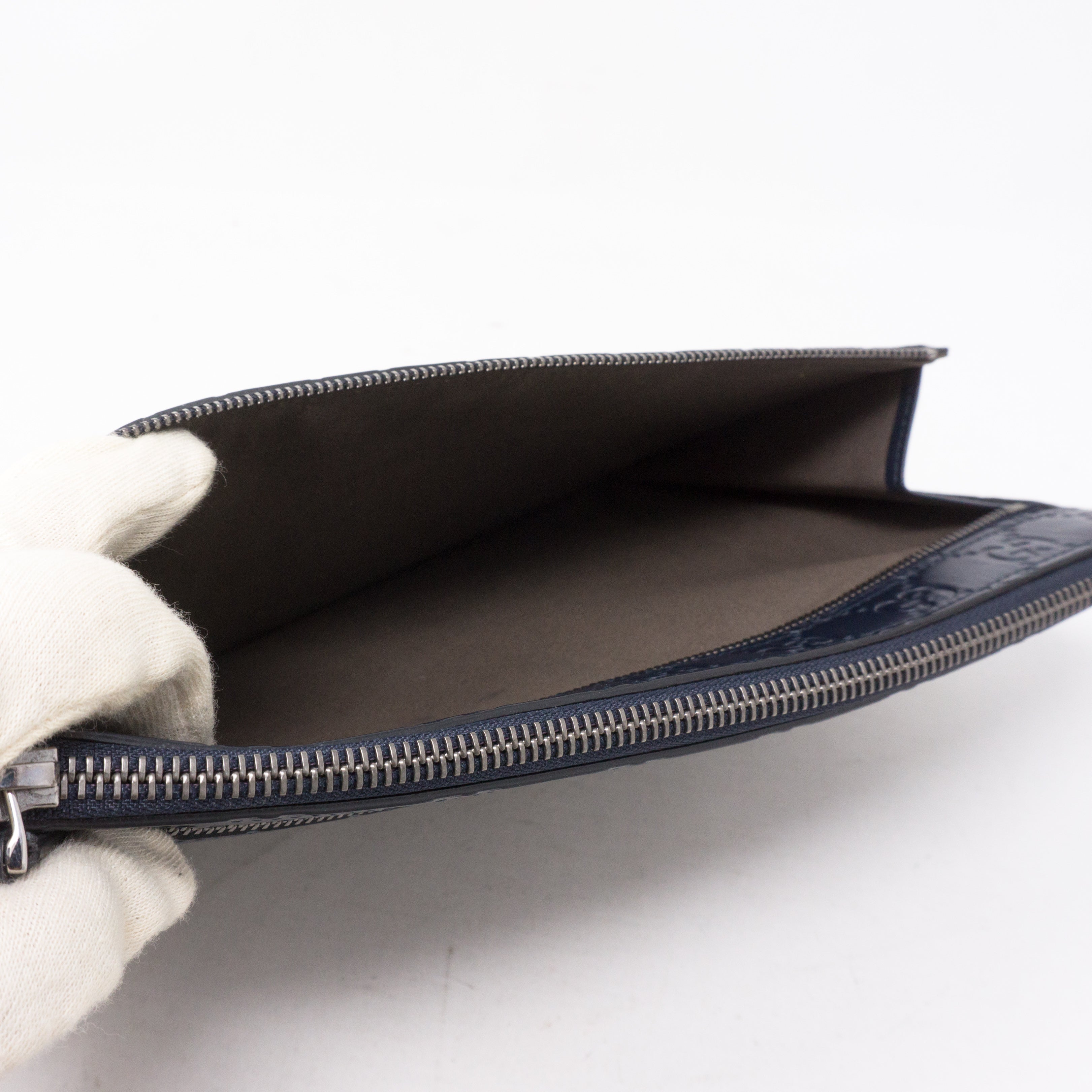 Portfolio Pouch Navy Blue Leather