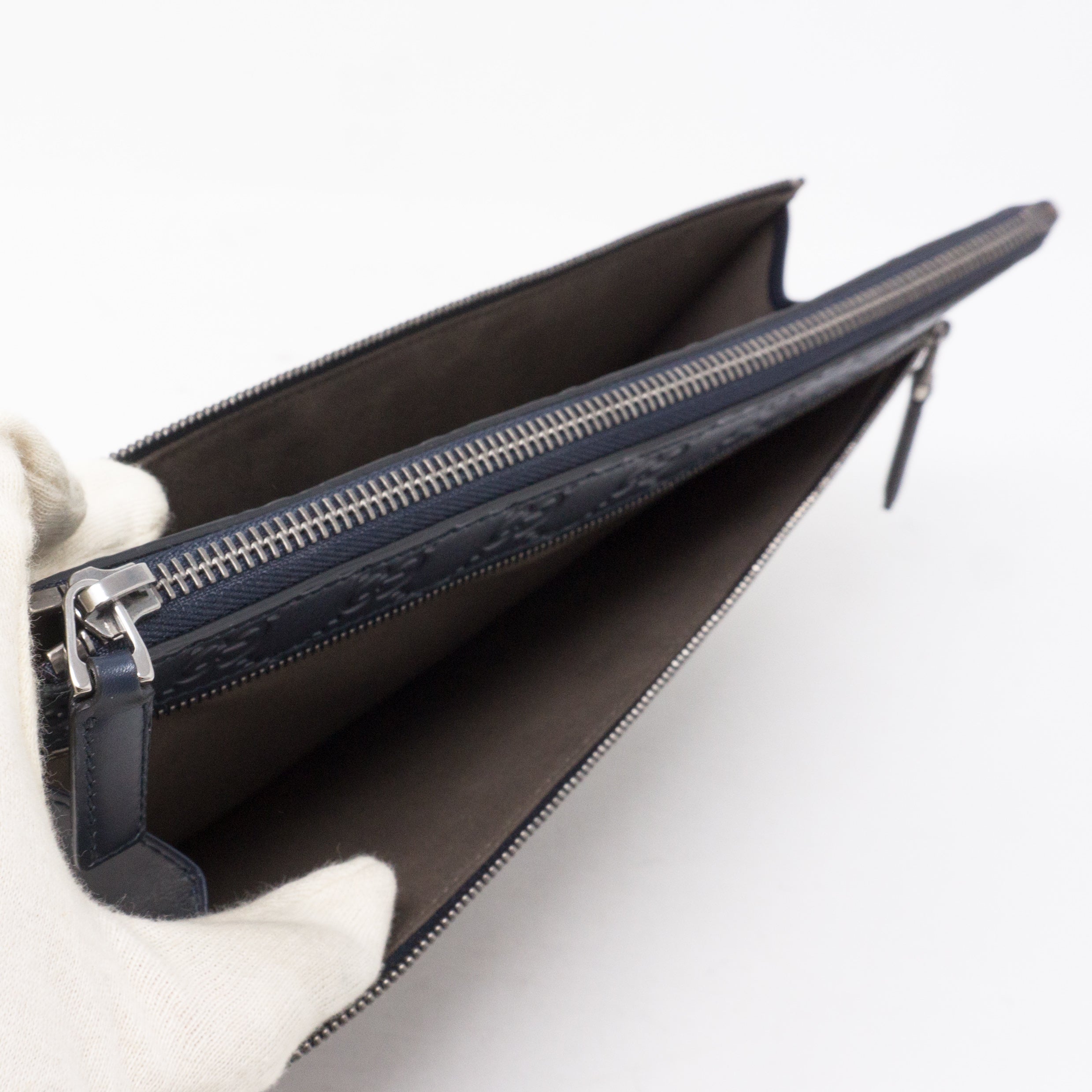 Portfolio Pouch Navy Blue Leather