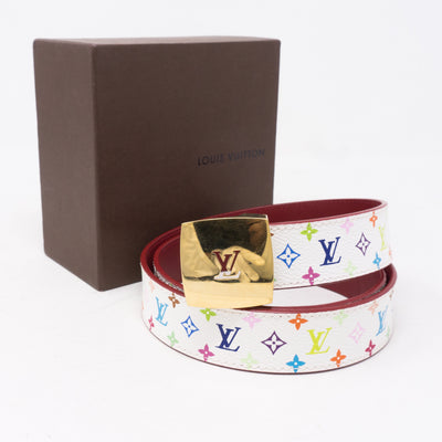 LV Cut Multicolore White Reversible Belt 85 cm