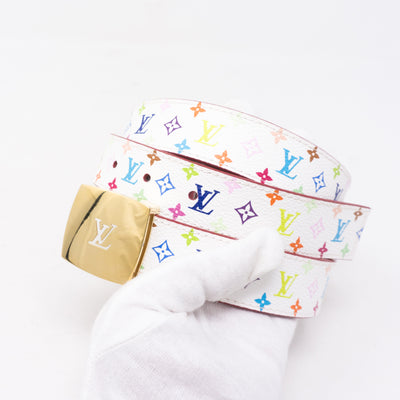LV Cut Multicolore White Reversible Belt 85 cm