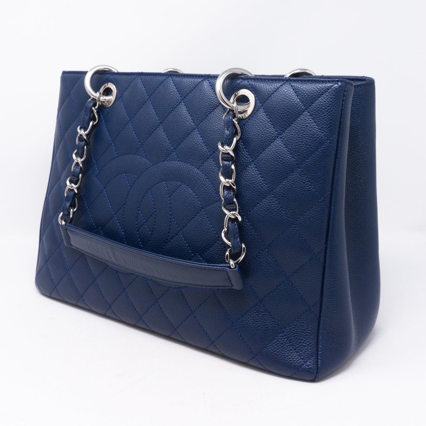 GST Grand Shopping Tote Navy Blue Caviarskin