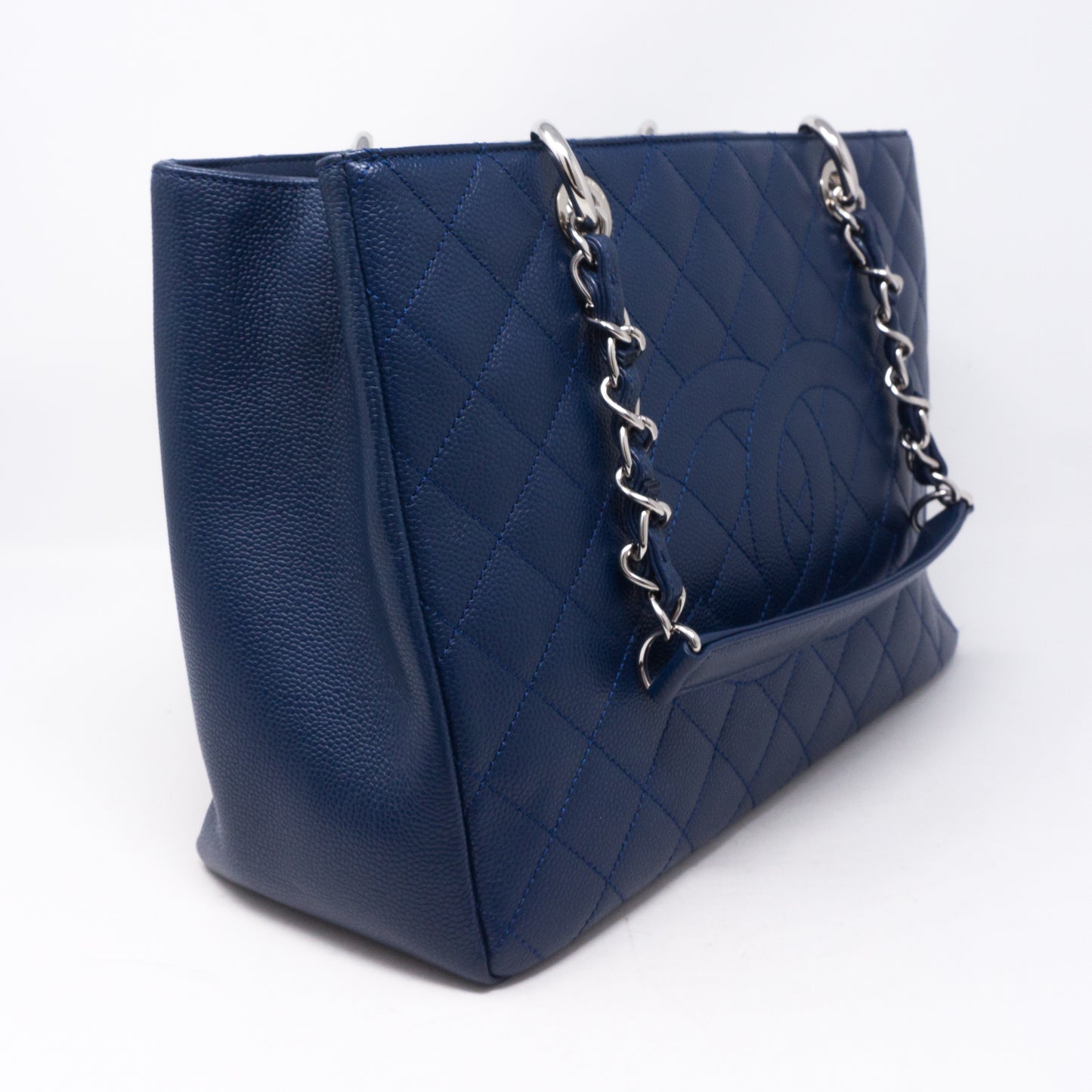 GST Grand Shopping Tote Navy Blue Caviarskin