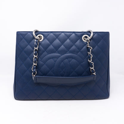 GST Grand Shopping Tote Navy Blue Caviarskin