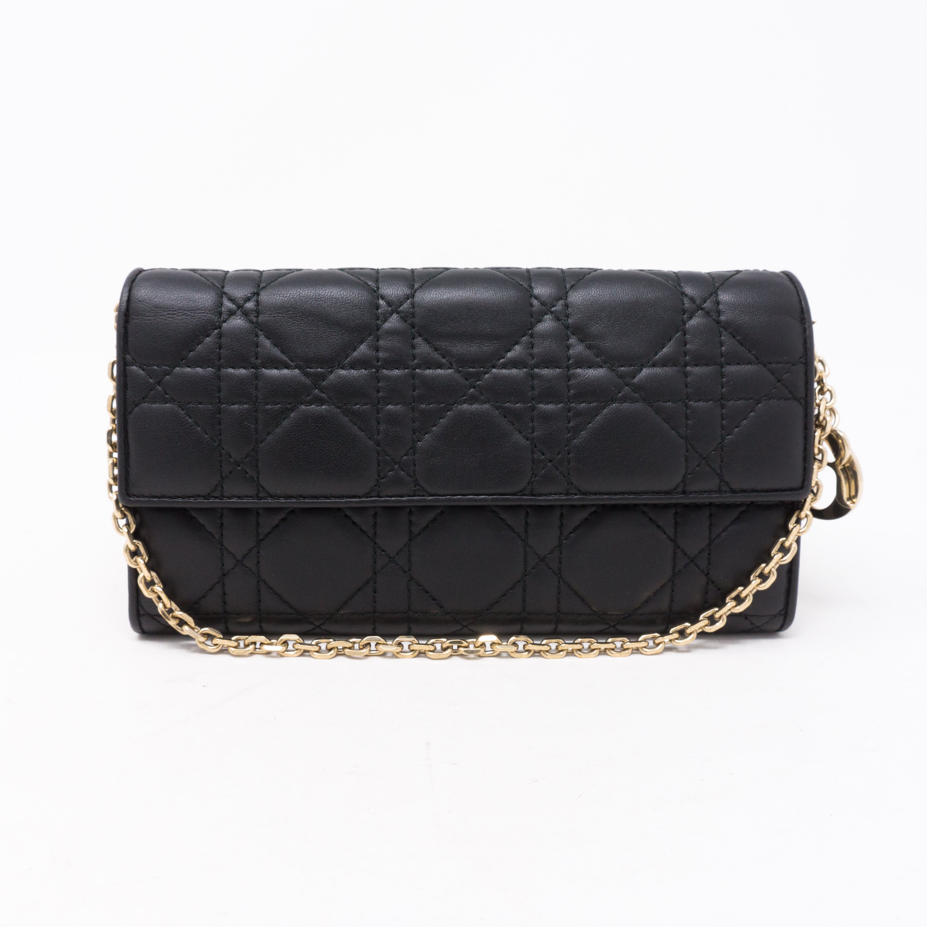 Lady Dior Wallet On Chain Black Leather