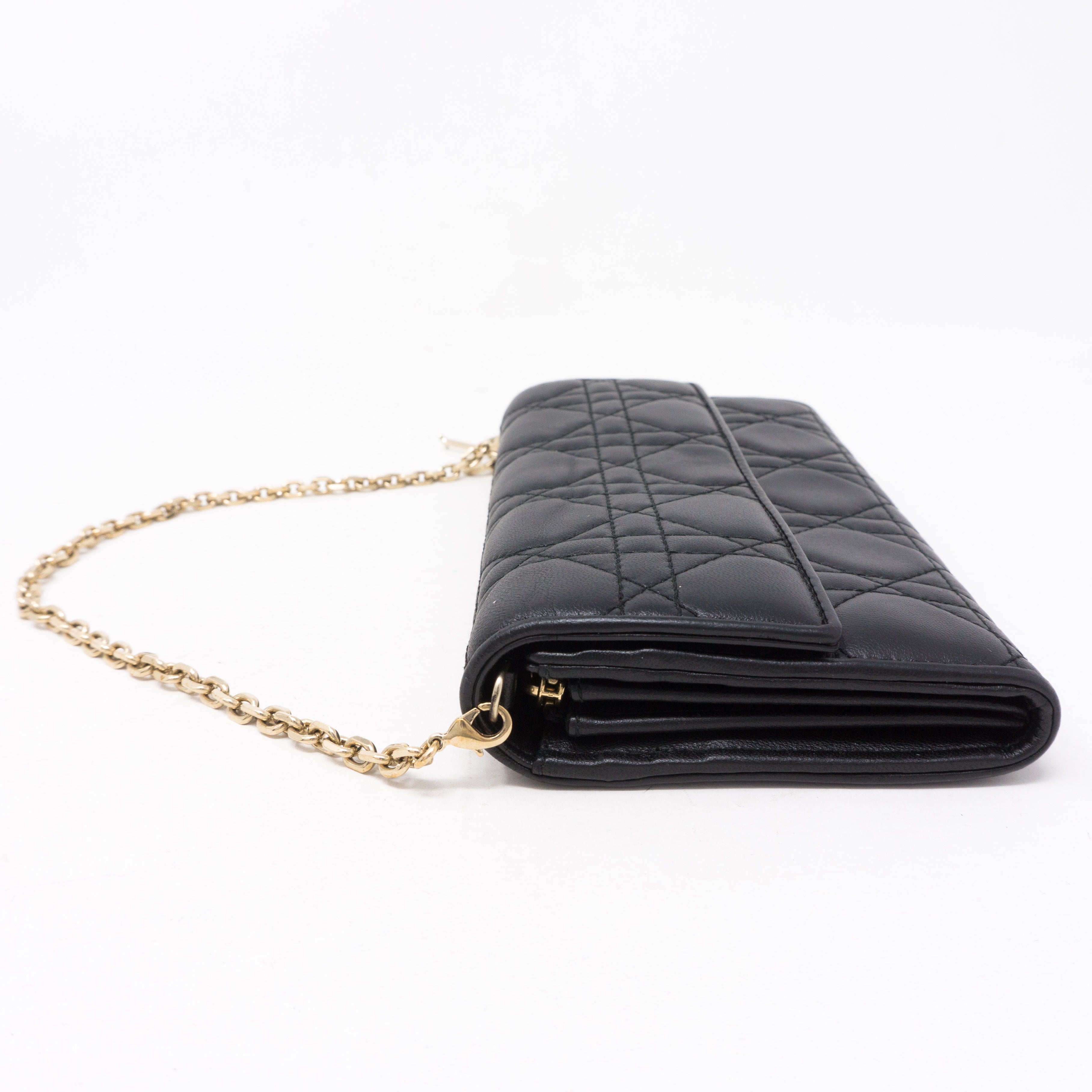 Lady Dior Wallet On Chain Black Leather