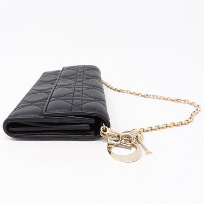 Lady Dior Wallet On Chain Black Leather