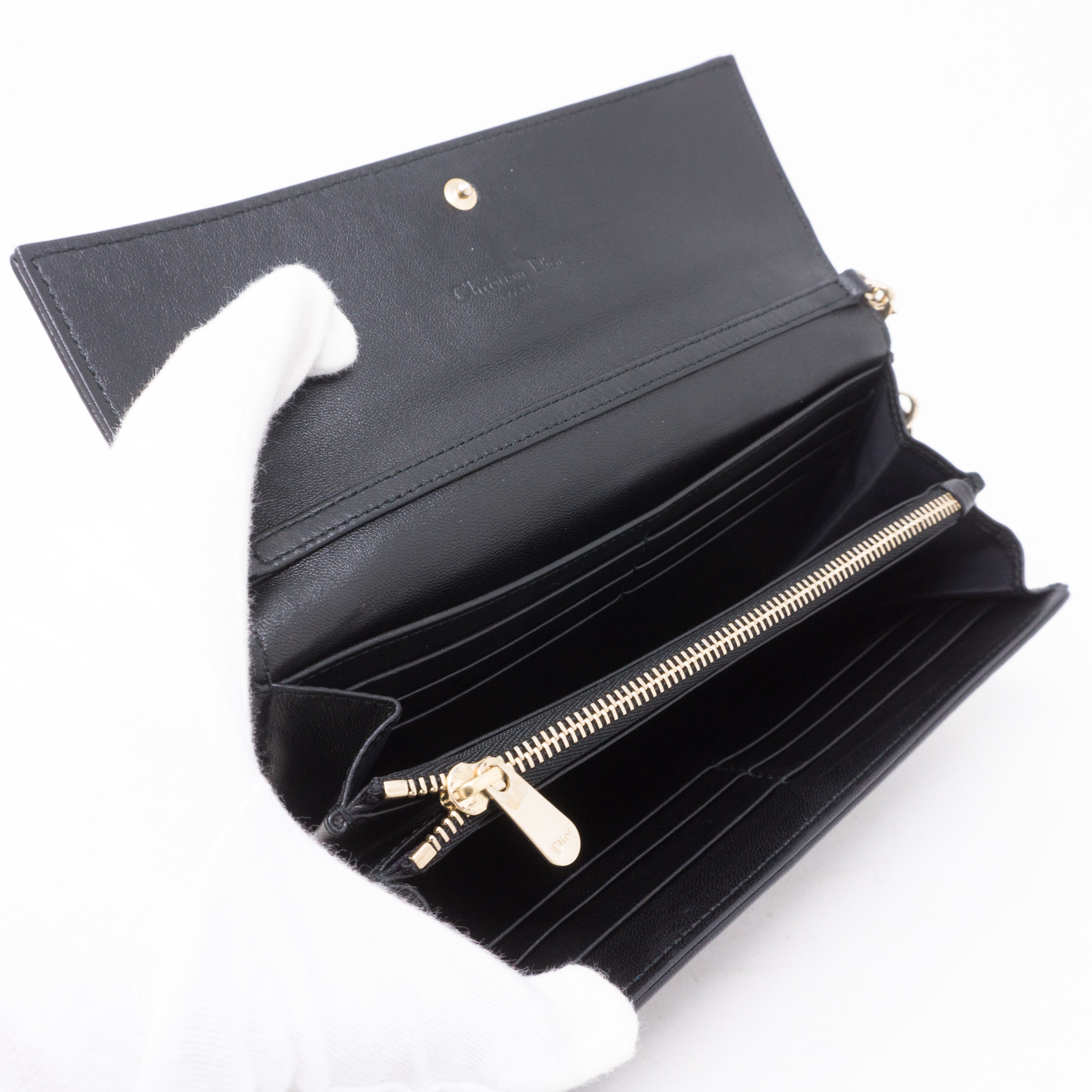 Lady Dior Wallet On Chain Black Leather
