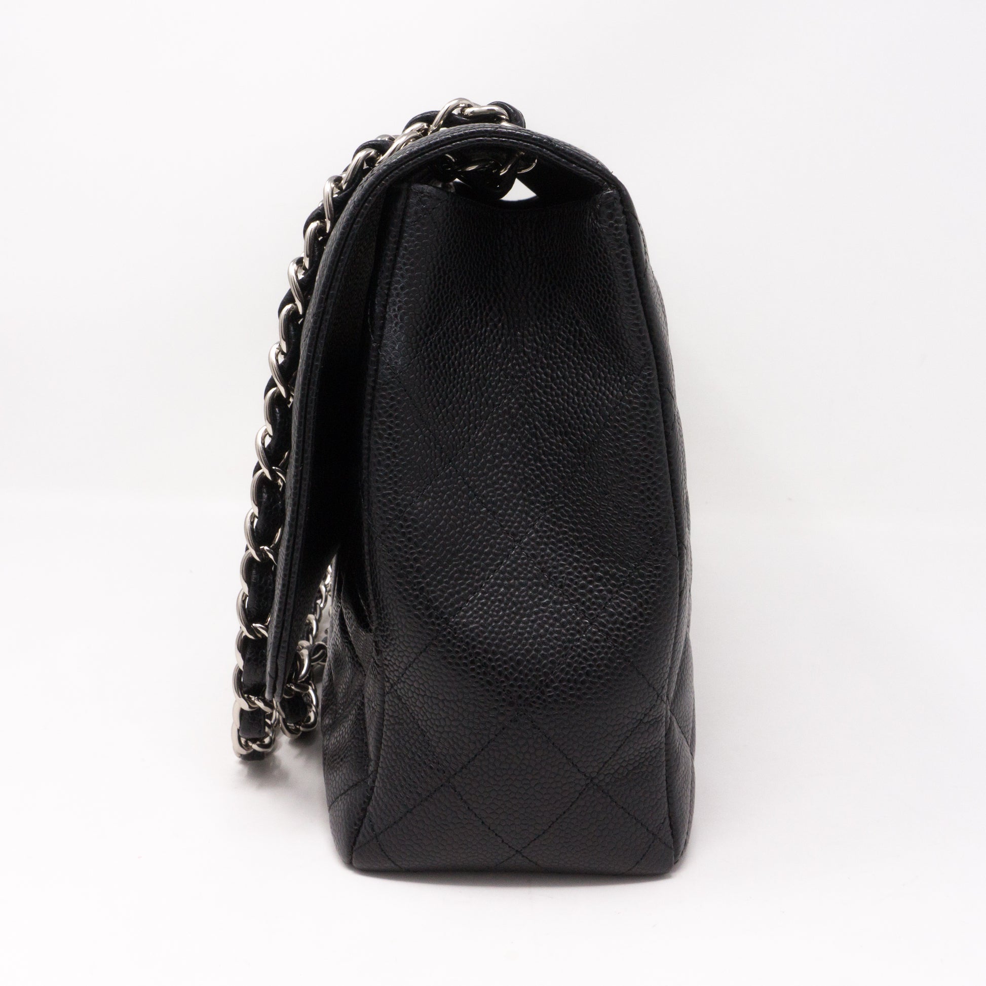 Chanel – Classic Single Flap Maxi Black Caviar Leather – Queen Station