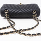 Classic Double Flap Medium Chevron Black Gold