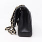 Classic Double Flap Medium Chevron Black Gold