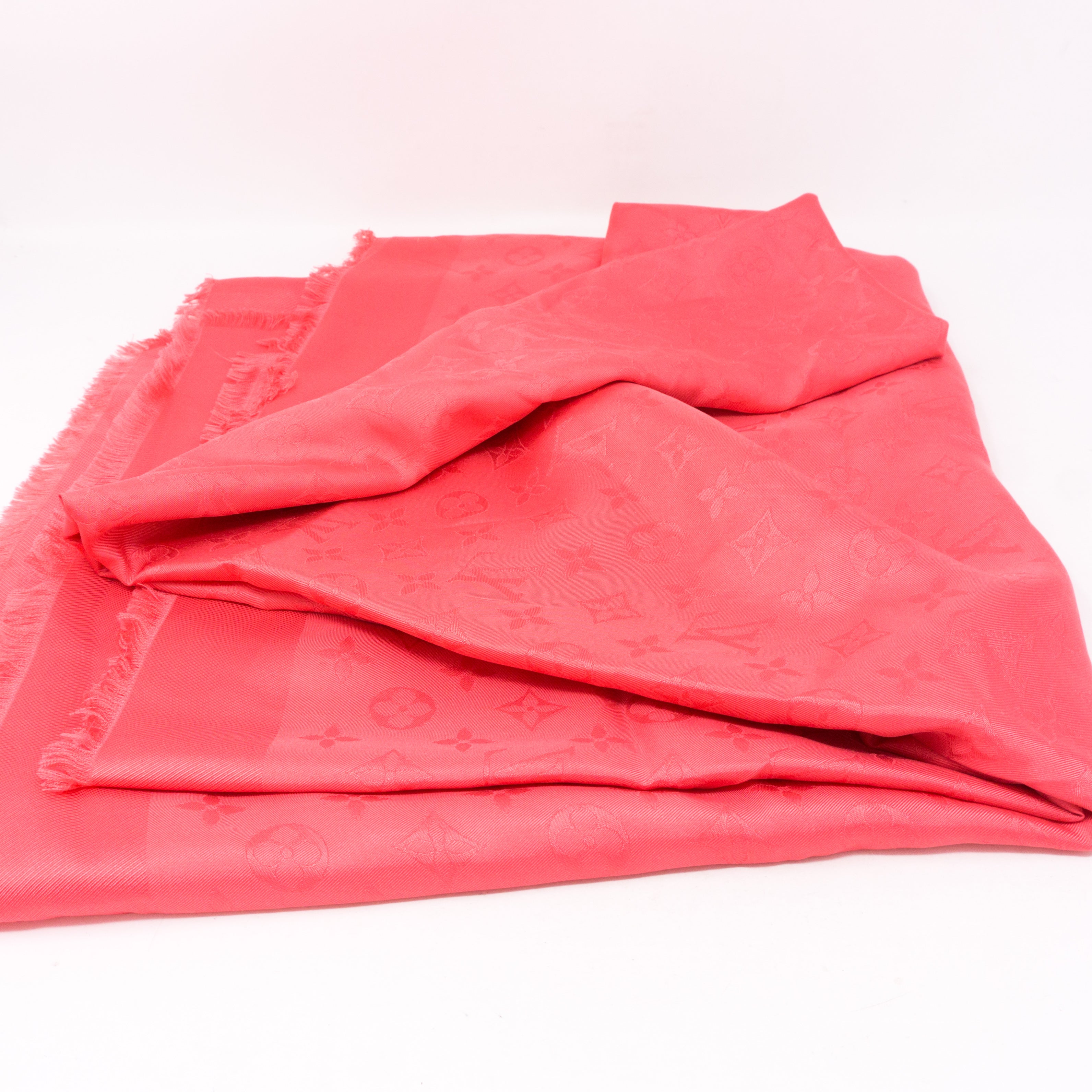 Monogram Silk Shawl Corail