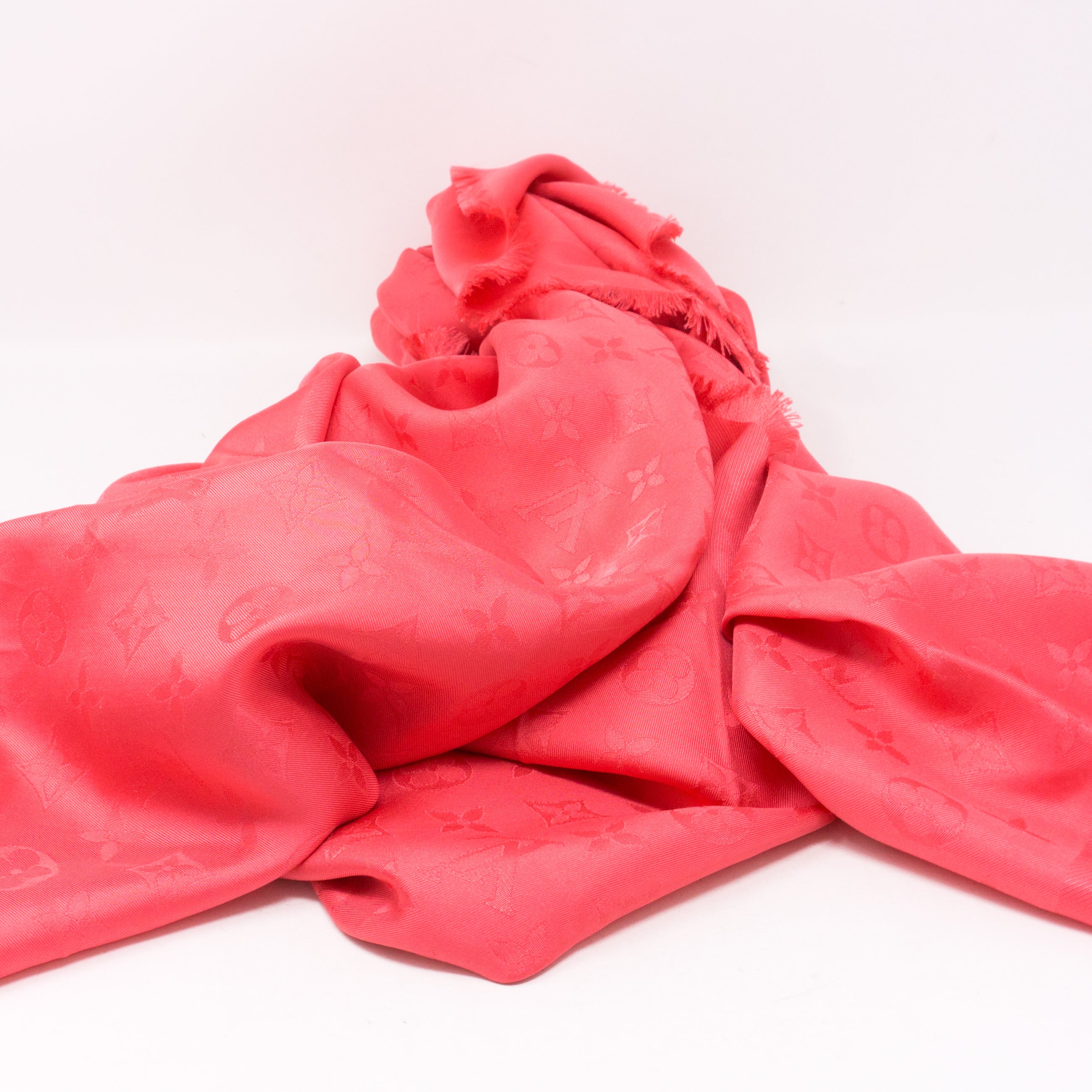 Monogram Silk Shawl Corail