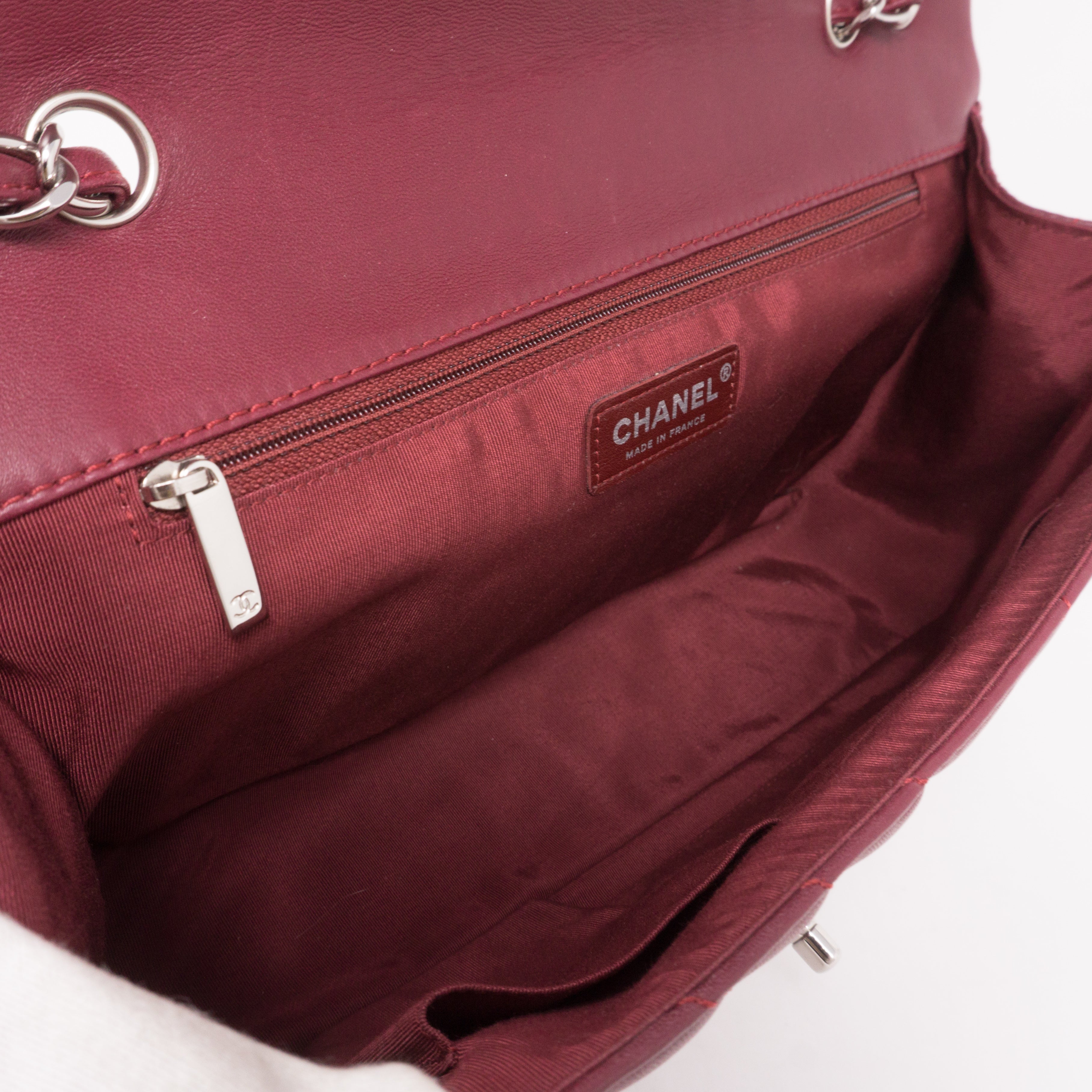 Chevron Single Flap Jumbo Red Lambskin