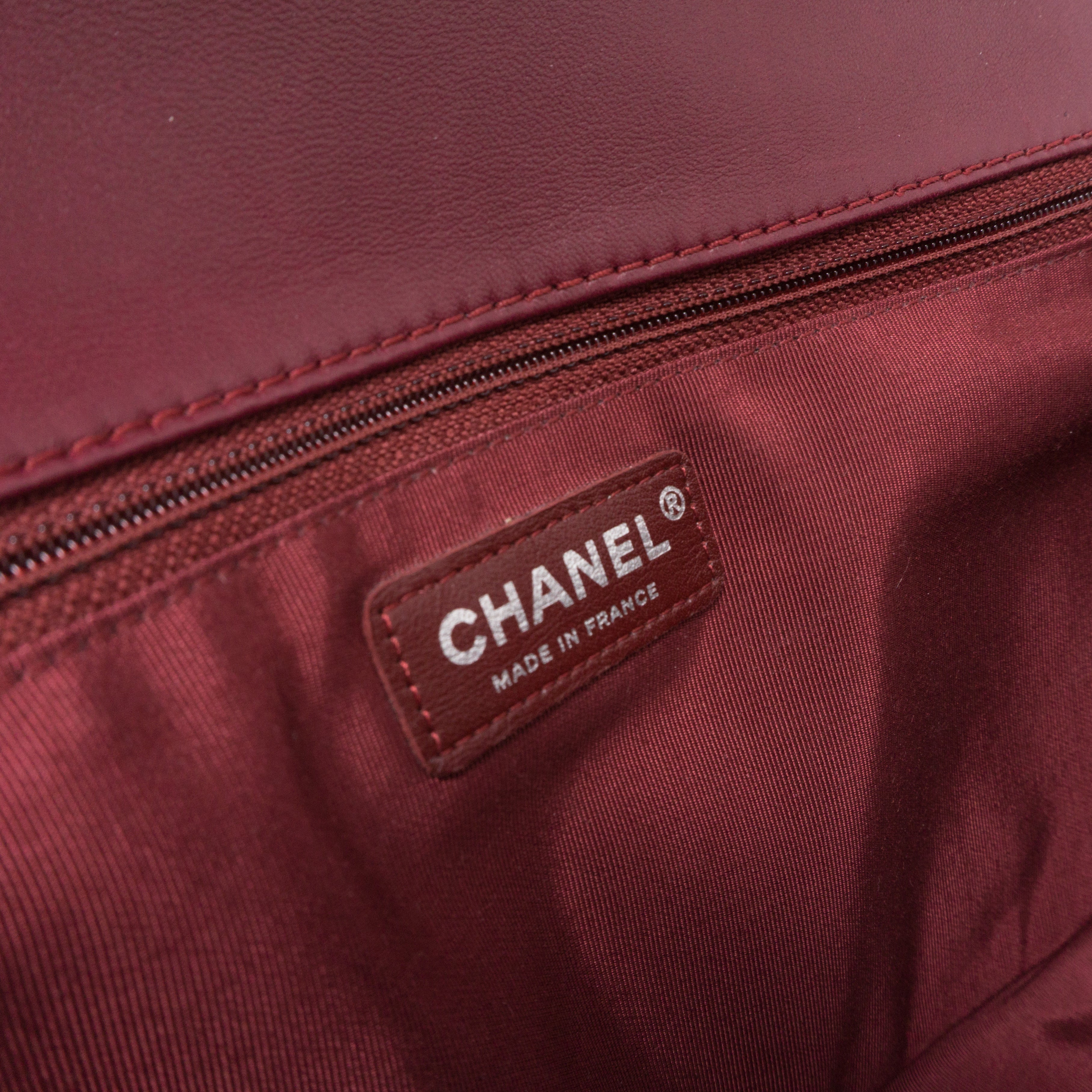 Chevron Single Flap Jumbo Red Lambskin