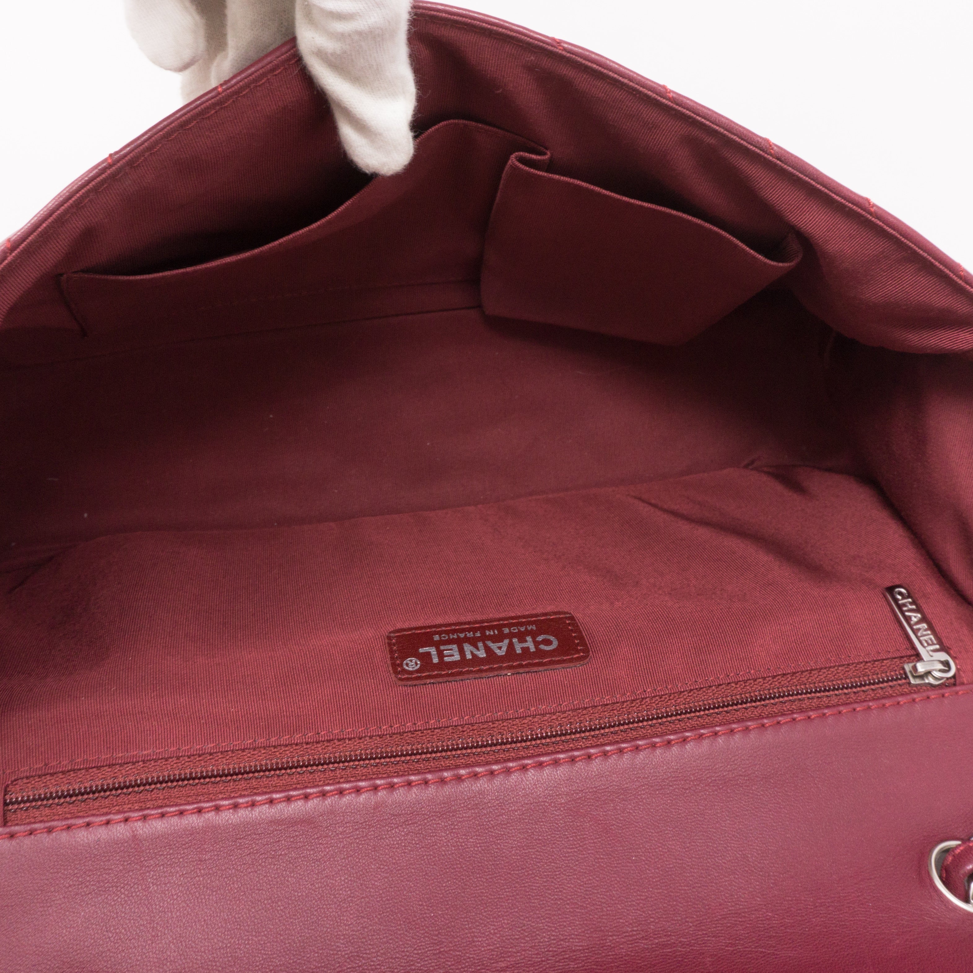 Chevron Single Flap Jumbo Red Lambskin