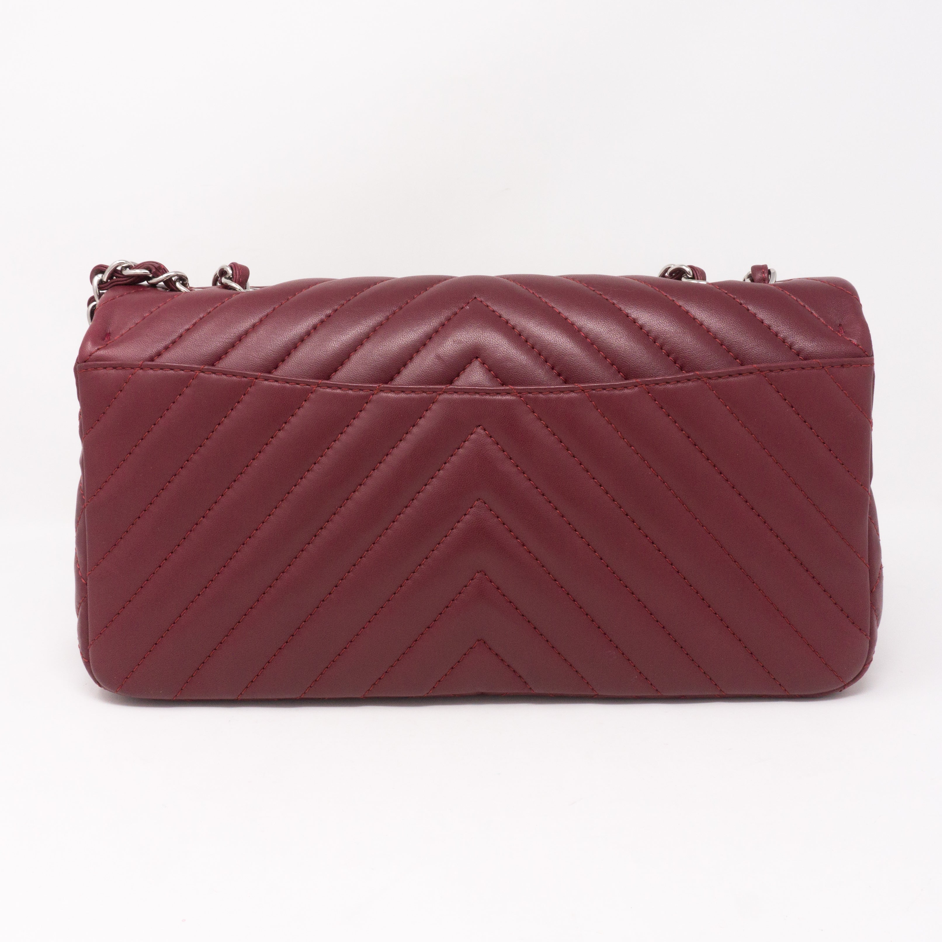 Chevron Single Flap Jumbo Red Lambskin