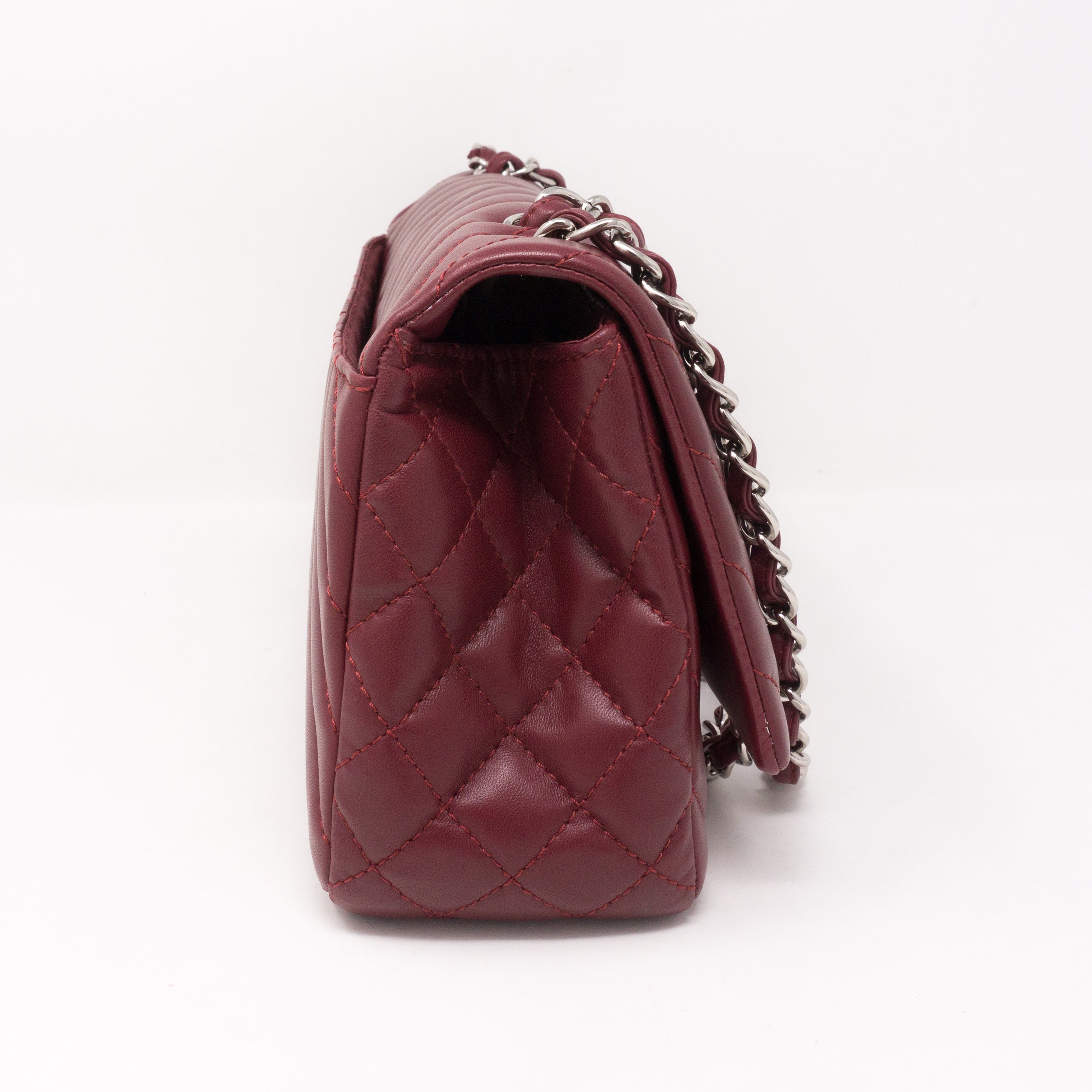 Chevron Single Flap Jumbo Red Lambskin