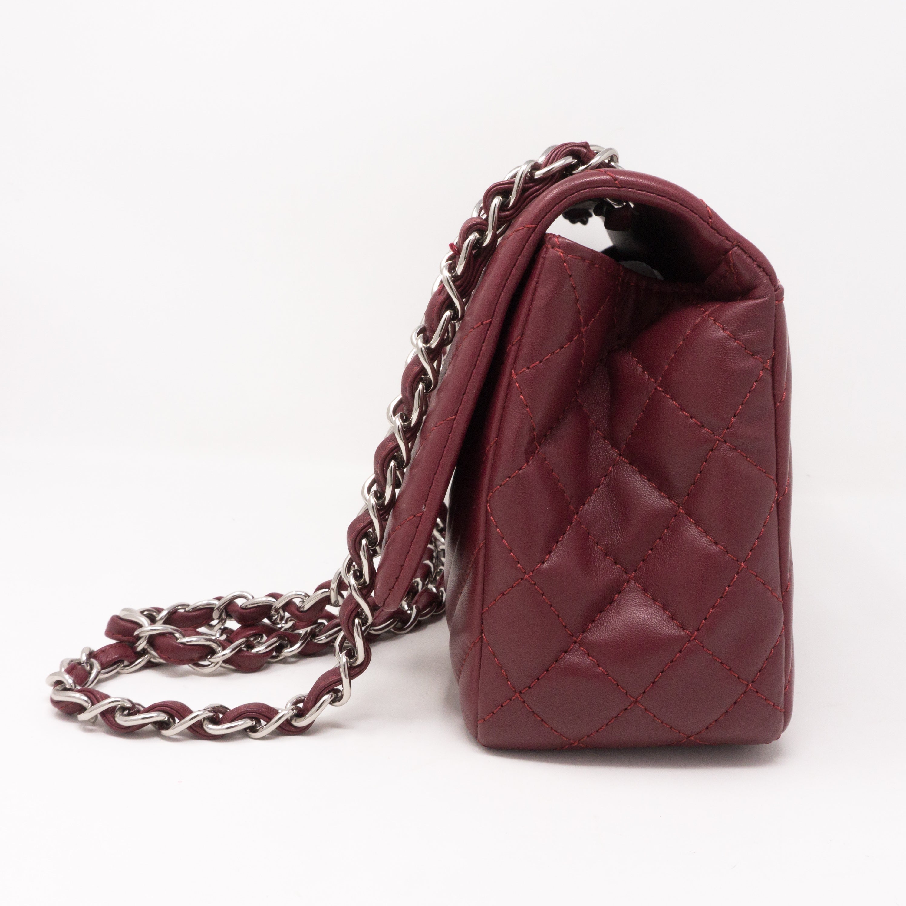Chevron Single Flap Jumbo Red Lambskin