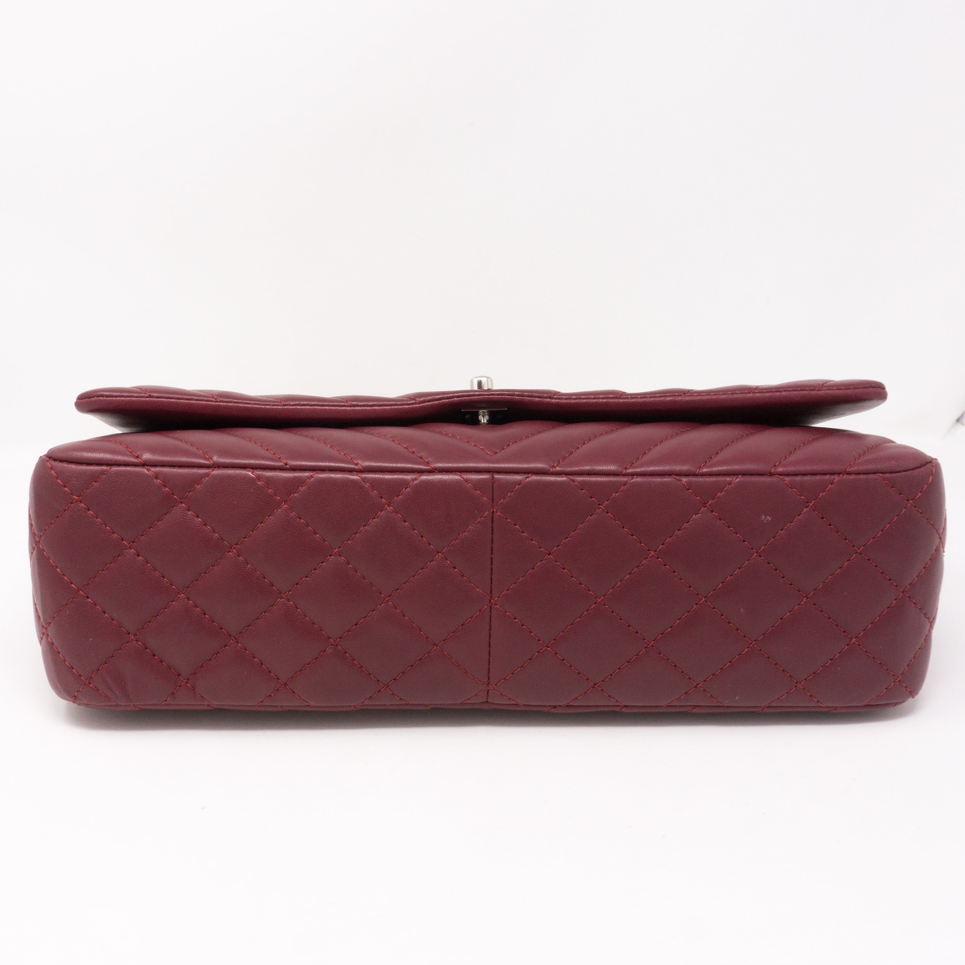 Chevron Single Flap Jumbo Red Lambskin