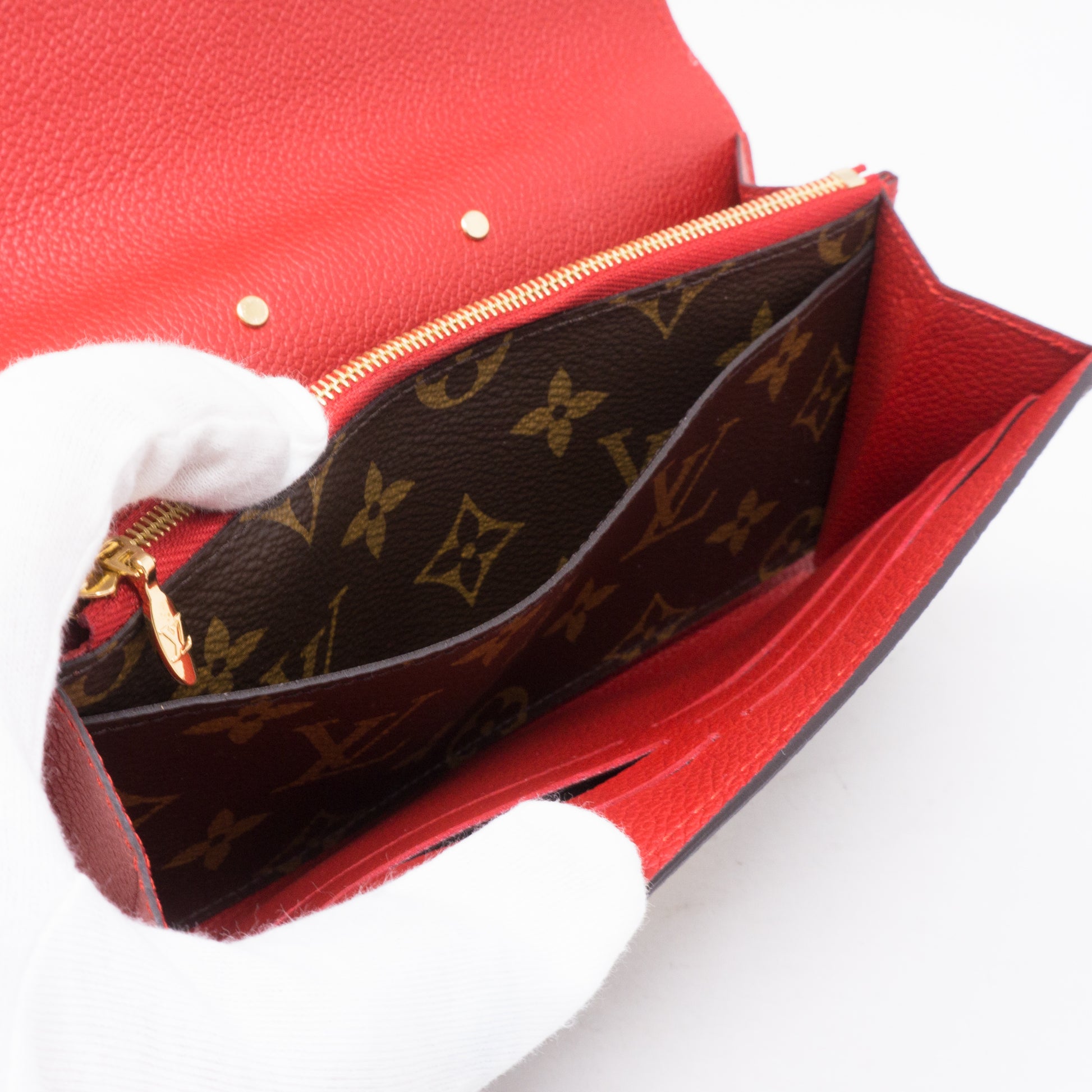 Preloved Louis Vuitton Monogram Canvas and Red Leather Pallas Wallet SN1159 100623