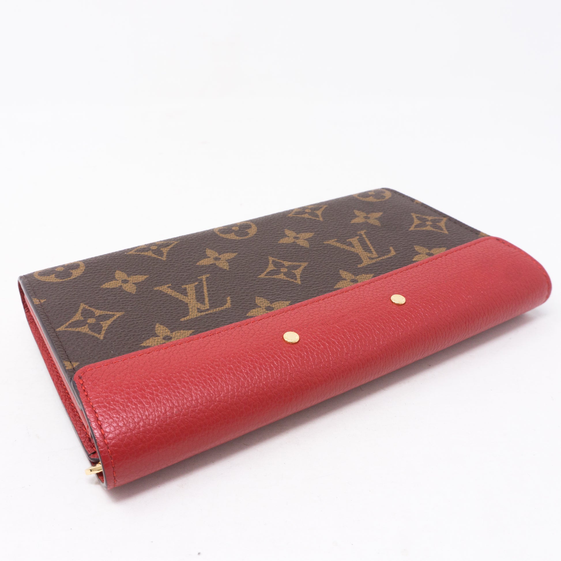 🔥NEW LOUIS VUITTON Pallas Wallet Long Monogram Red Leather Zip