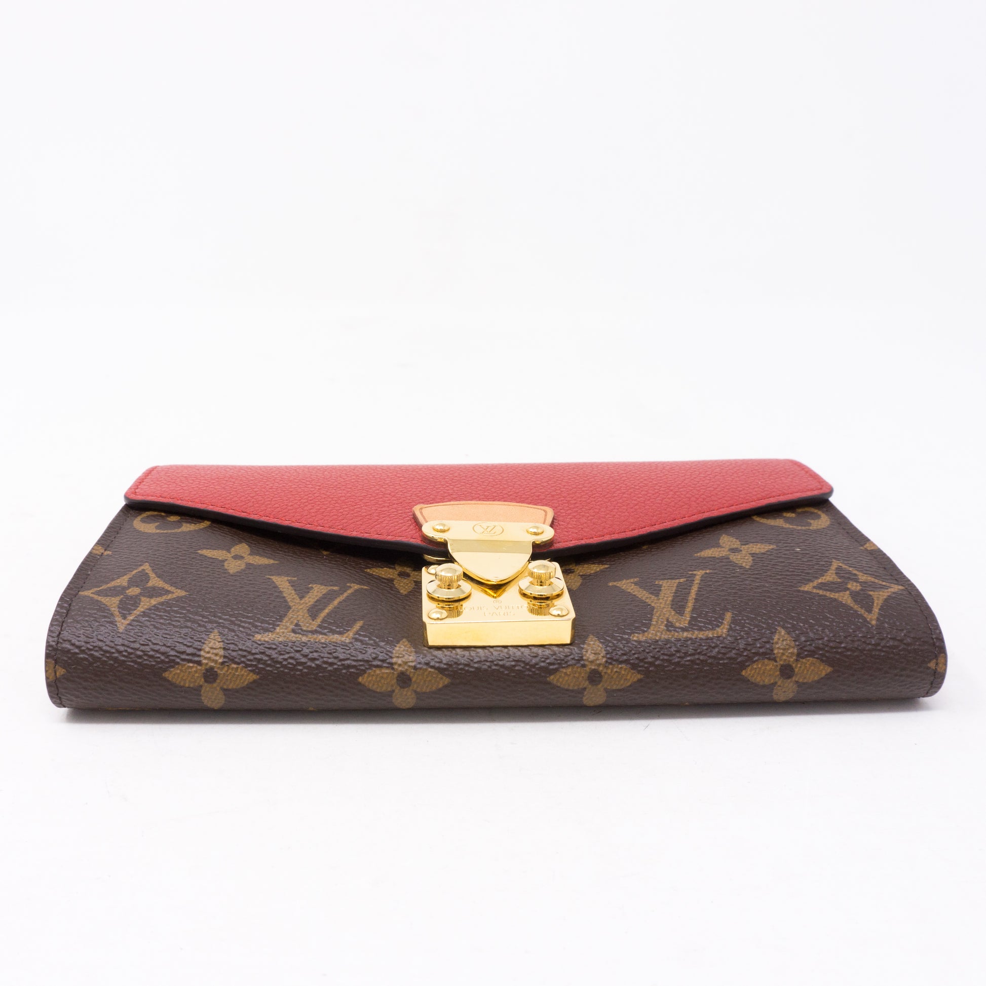 Louis Vuitton Brown Monogram Pallas Satchel Red Leather Cloth ref.443467 -  Joli Closet
