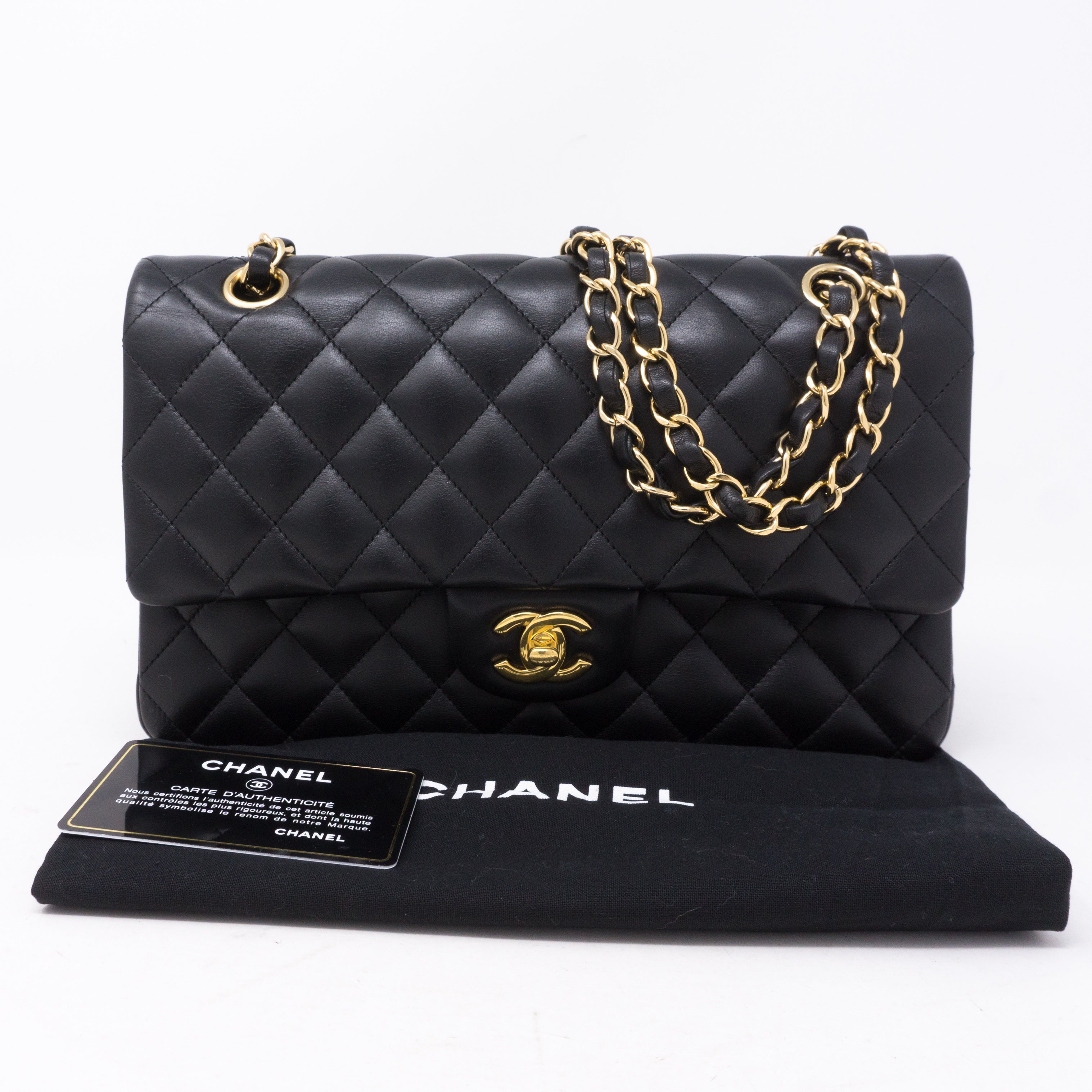 Classic Double Flap Medium Black Gold