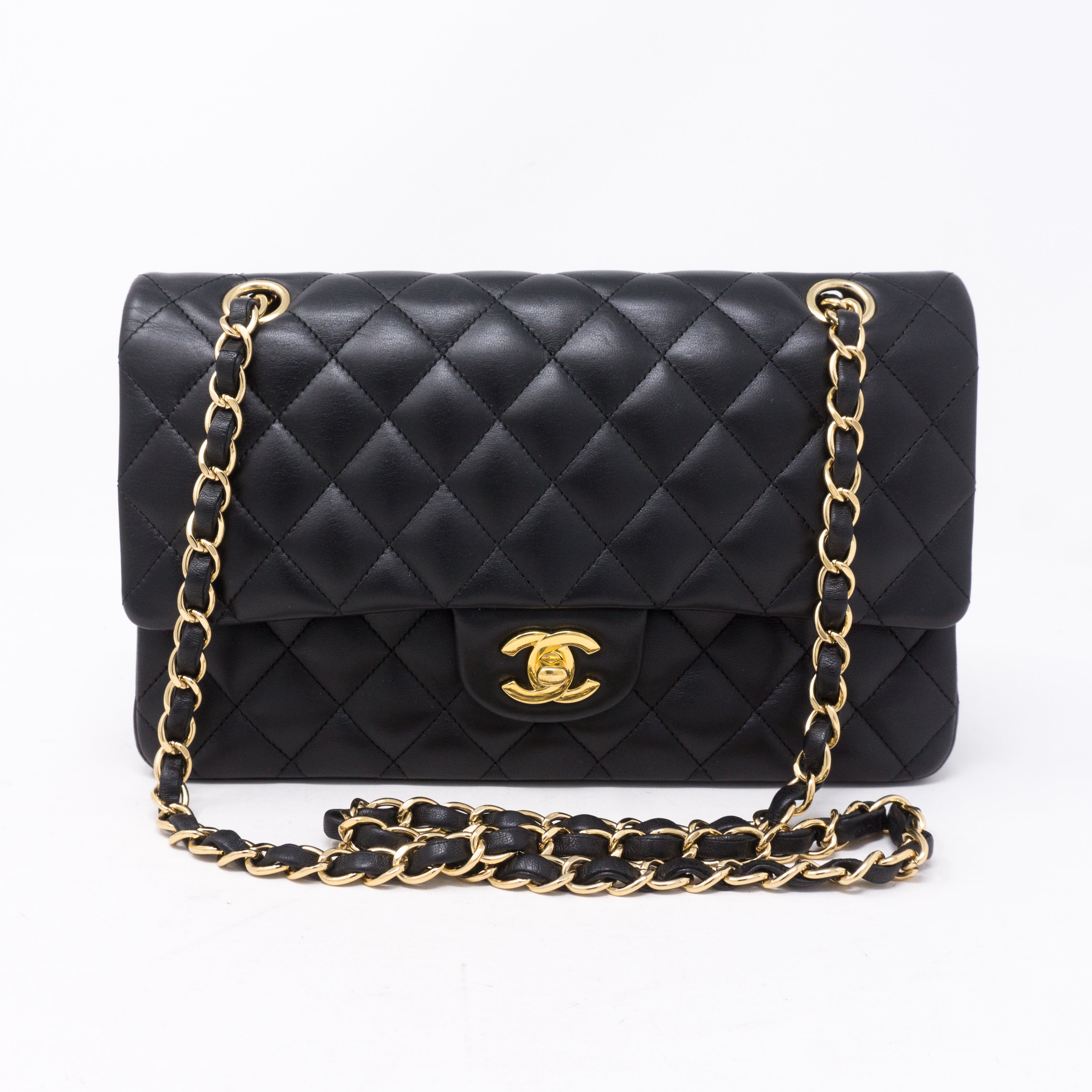 Classic Double Flap Medium Black Gold
