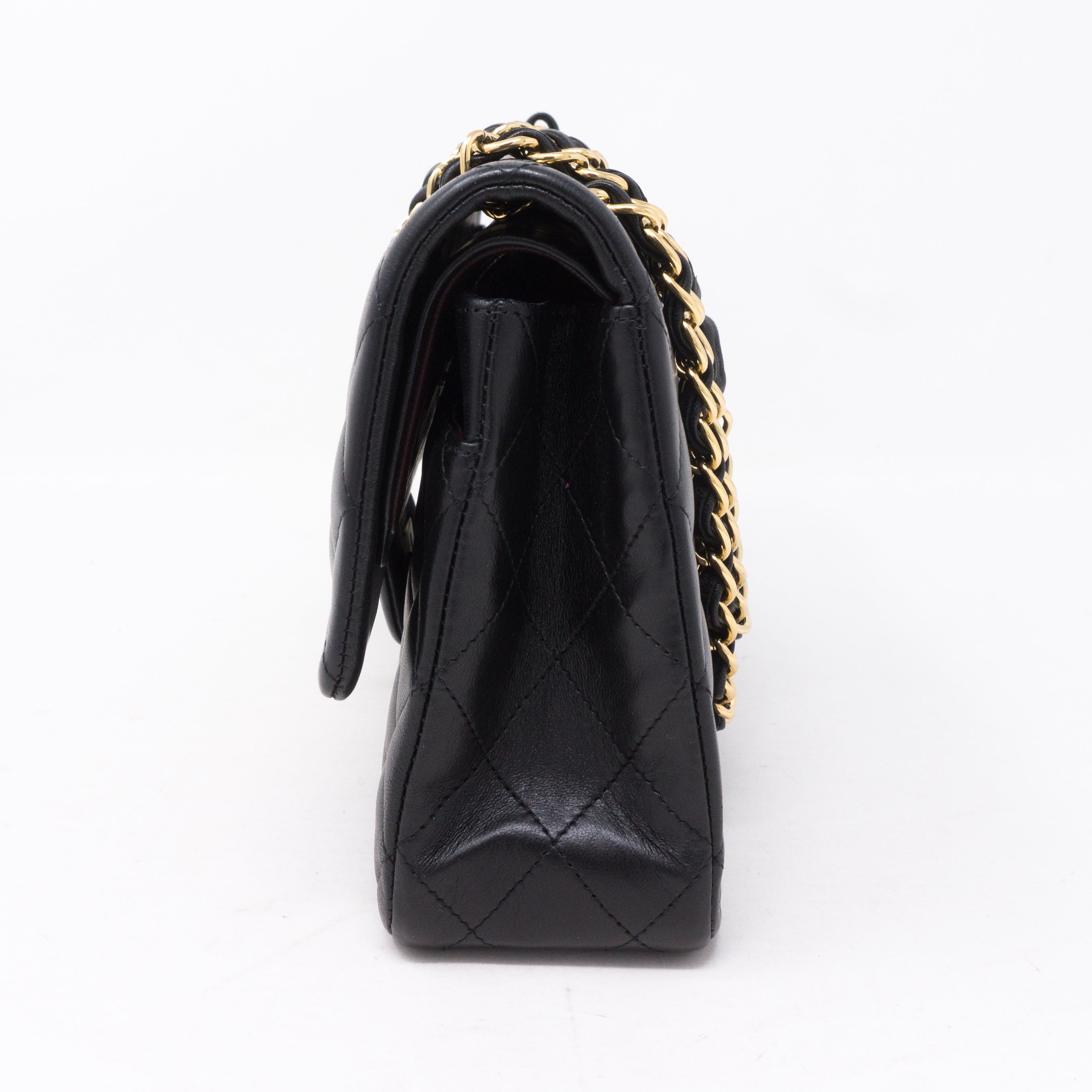 Classic Double Flap Medium Black Gold