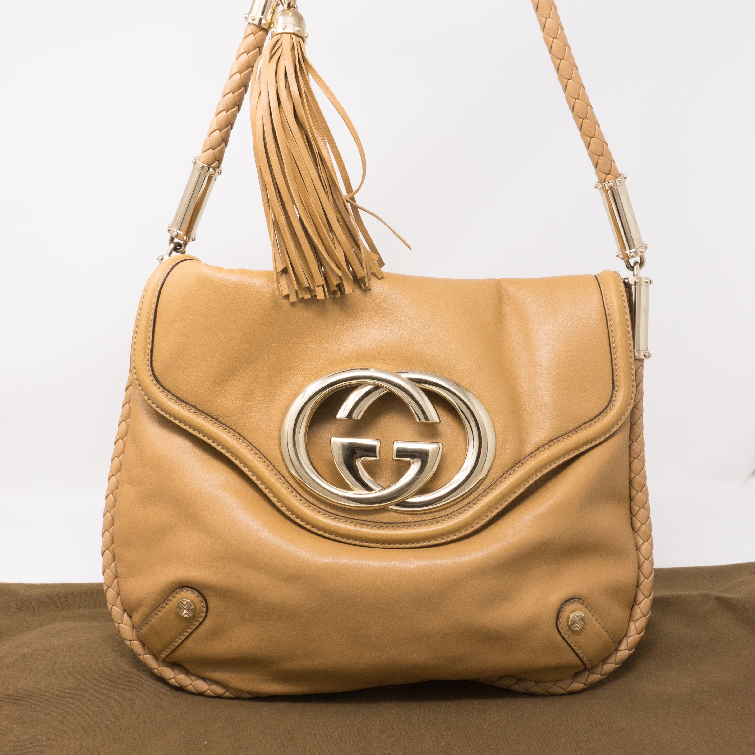 Britt Shoulder Bag Beige Leather