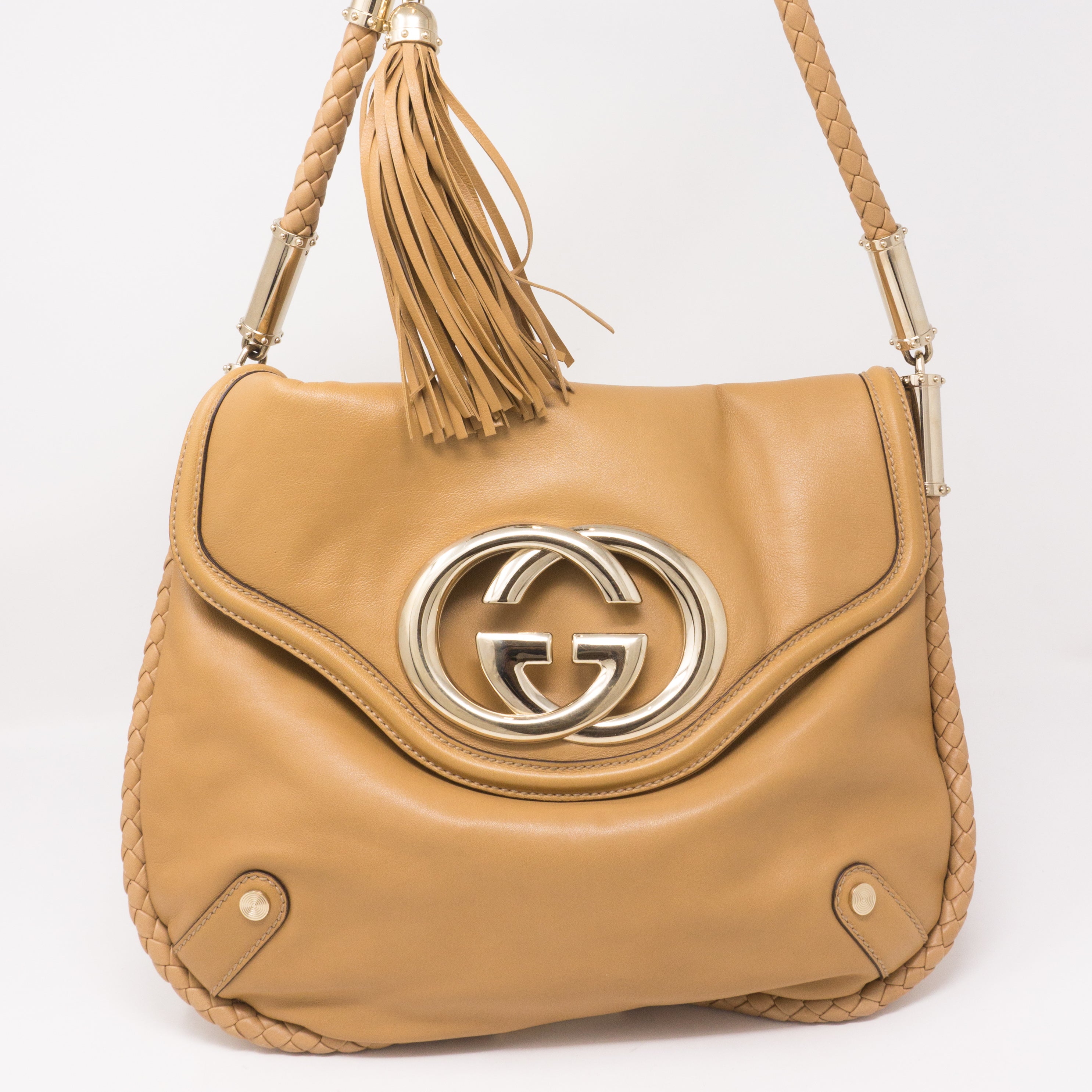 Britt Shoulder Bag Beige Leather
