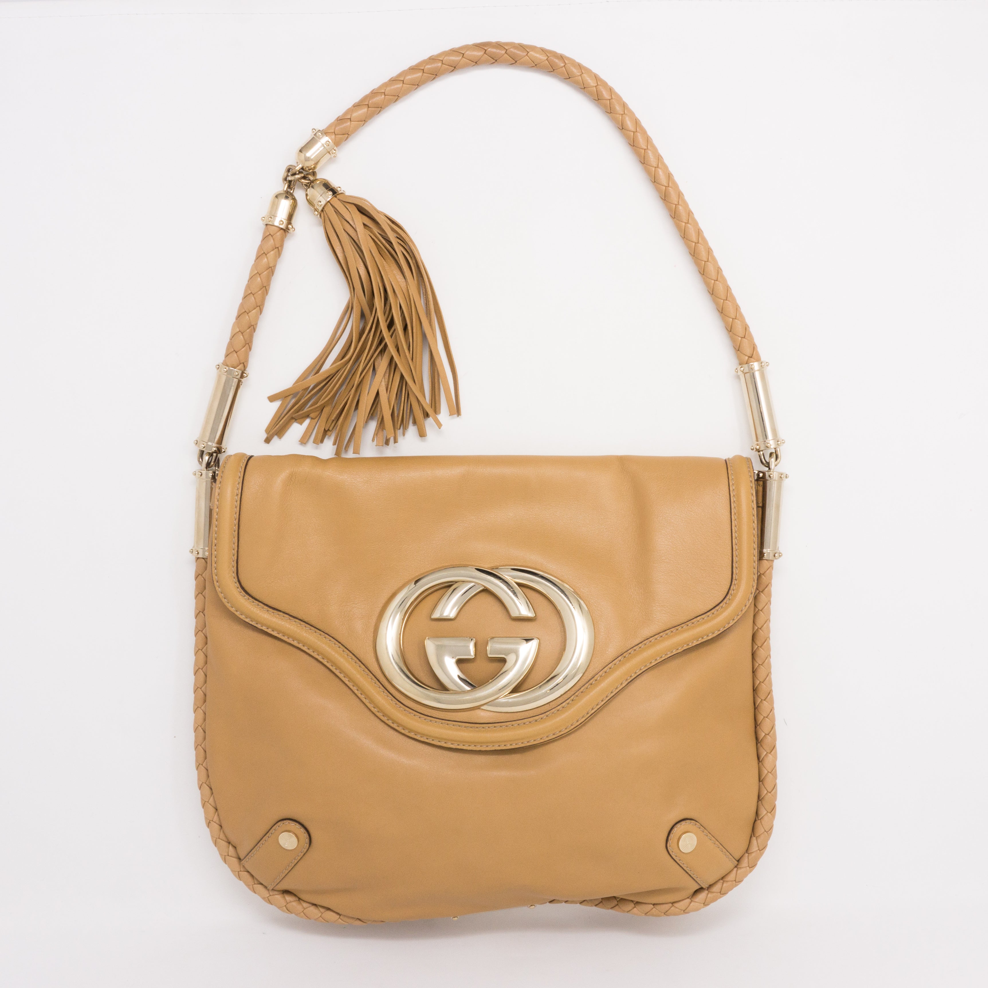 Britt Shoulder Bag Beige Leather