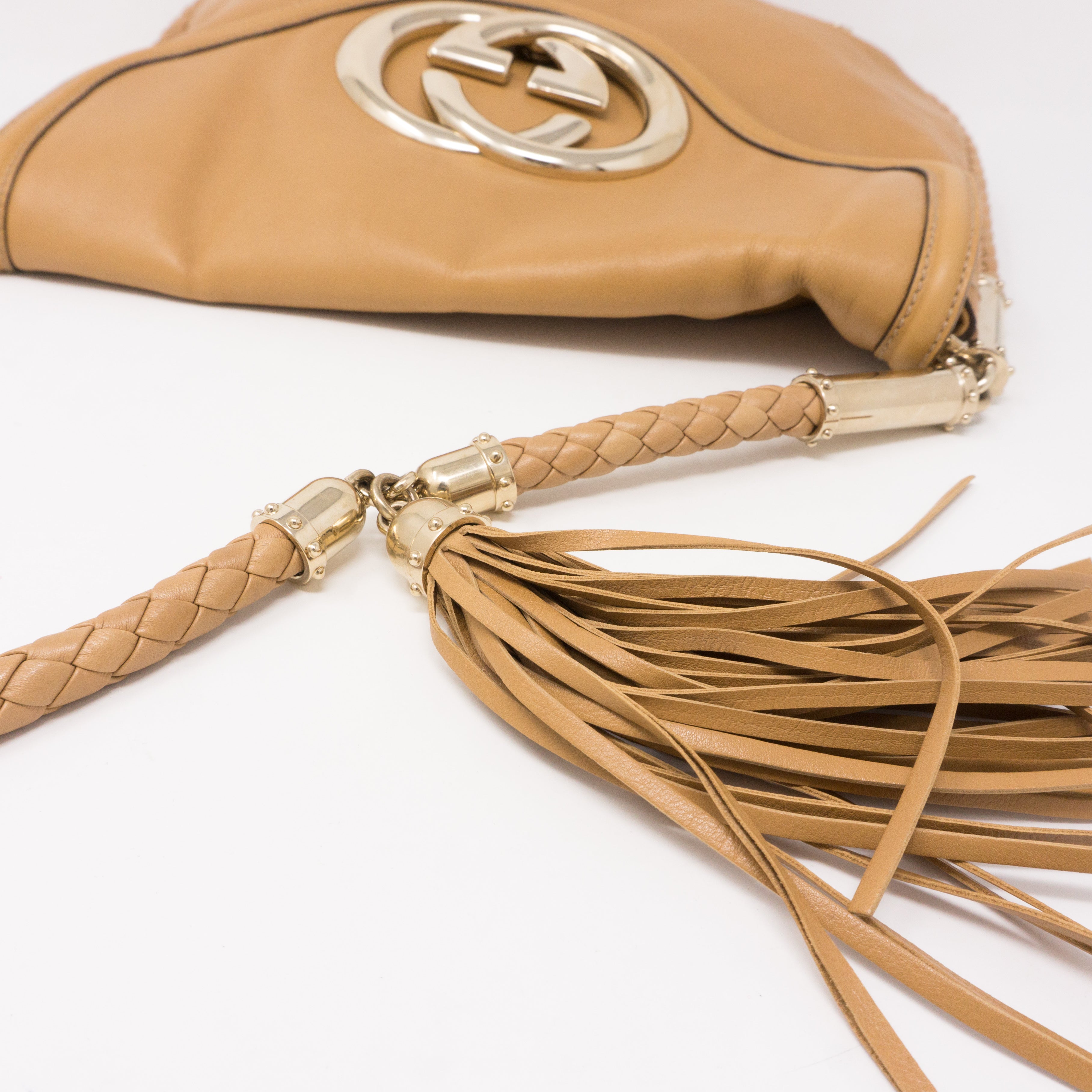Britt Shoulder Bag Beige Leather