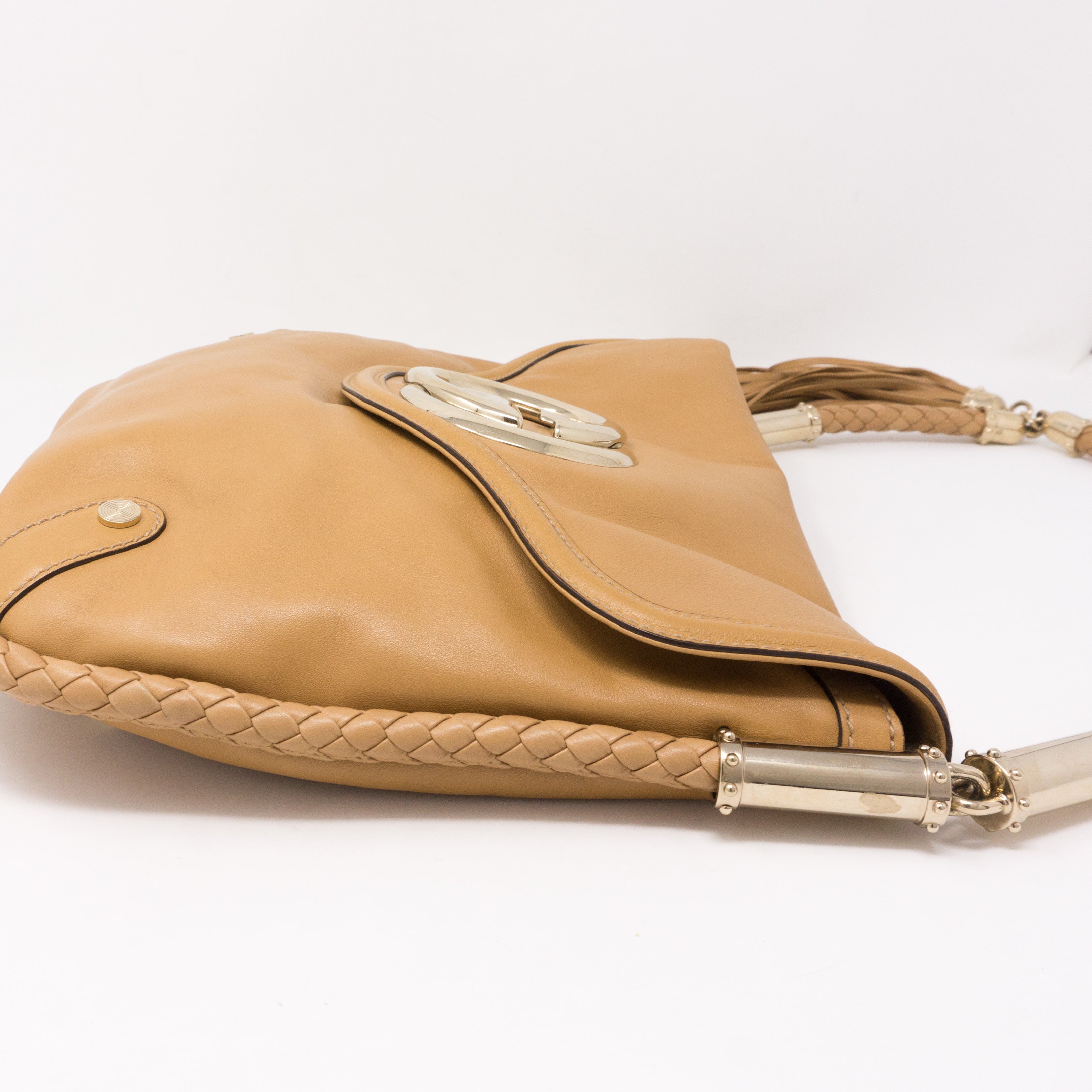 Britt Shoulder Bag Beige Leather
