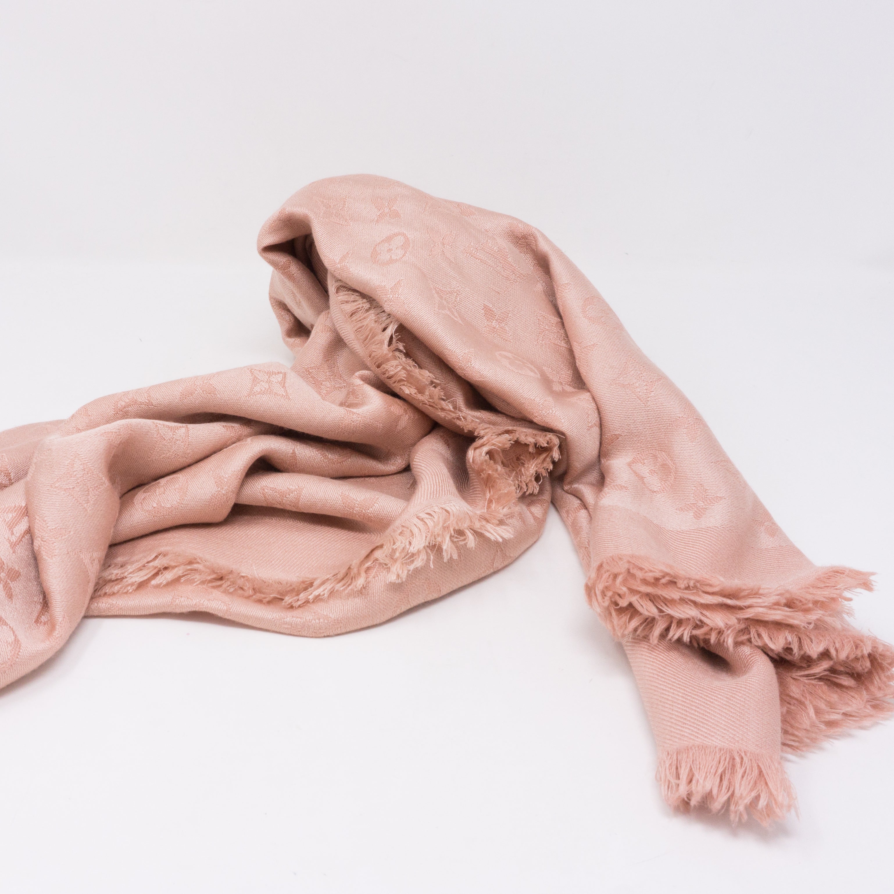 Nude Pink Monogram Denim Shawl