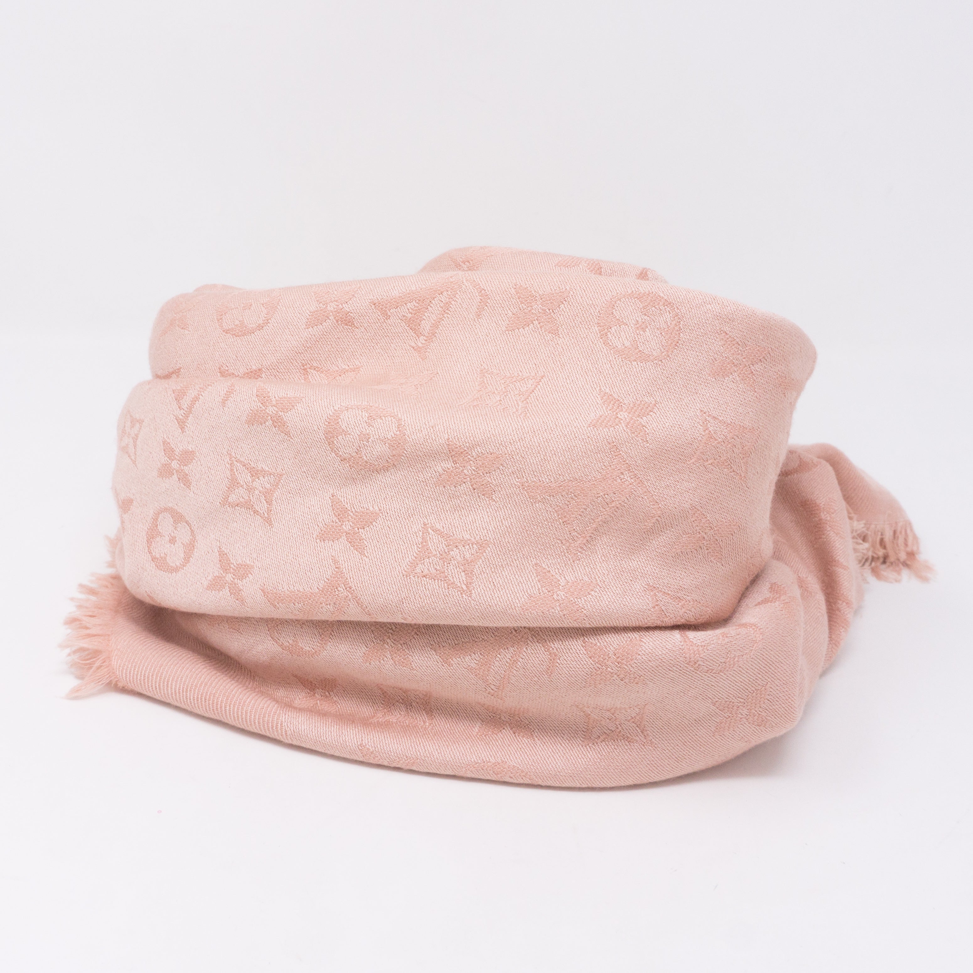 Nude Pink Monogram Denim Shawl