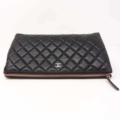 Quilted Toiletry Pouch Black Leather