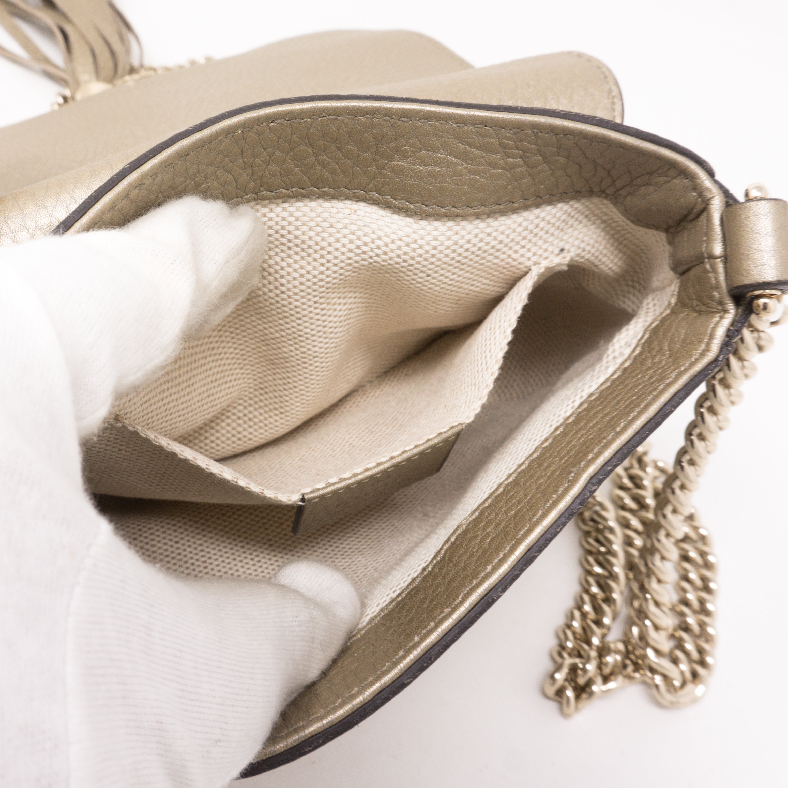 Soho Small Chain Bag Champagne Leather