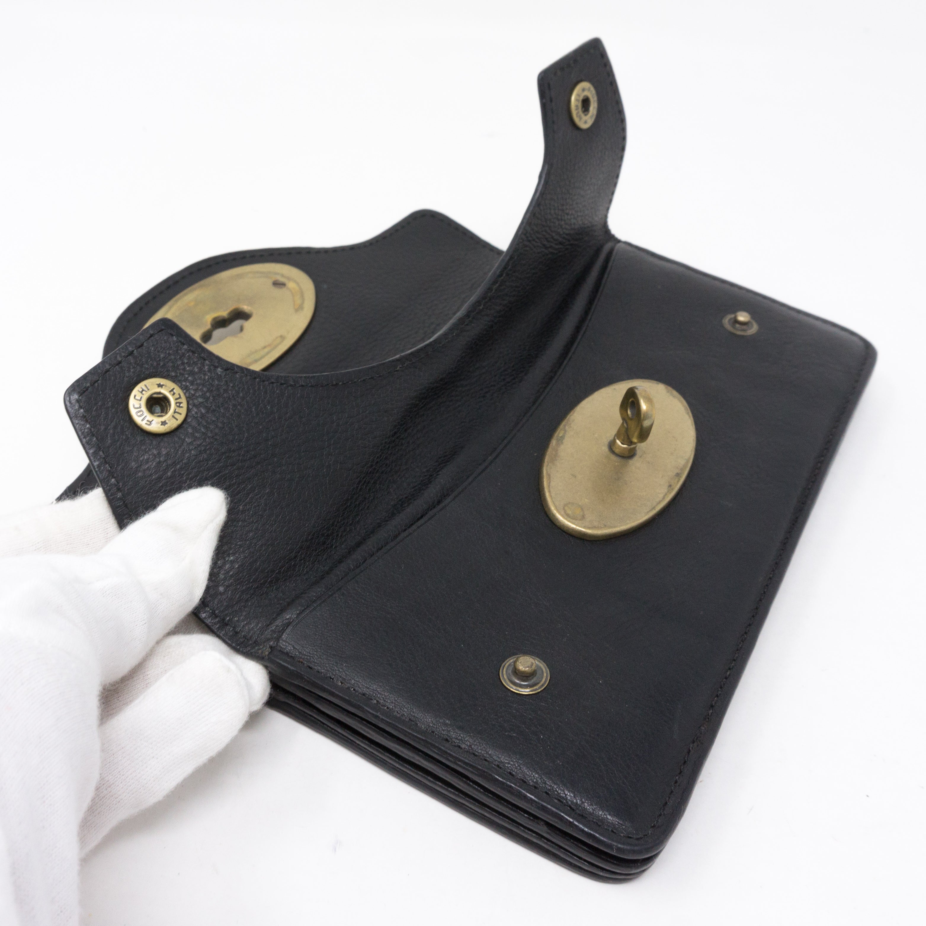 Concertina Continental Purse Black Leather