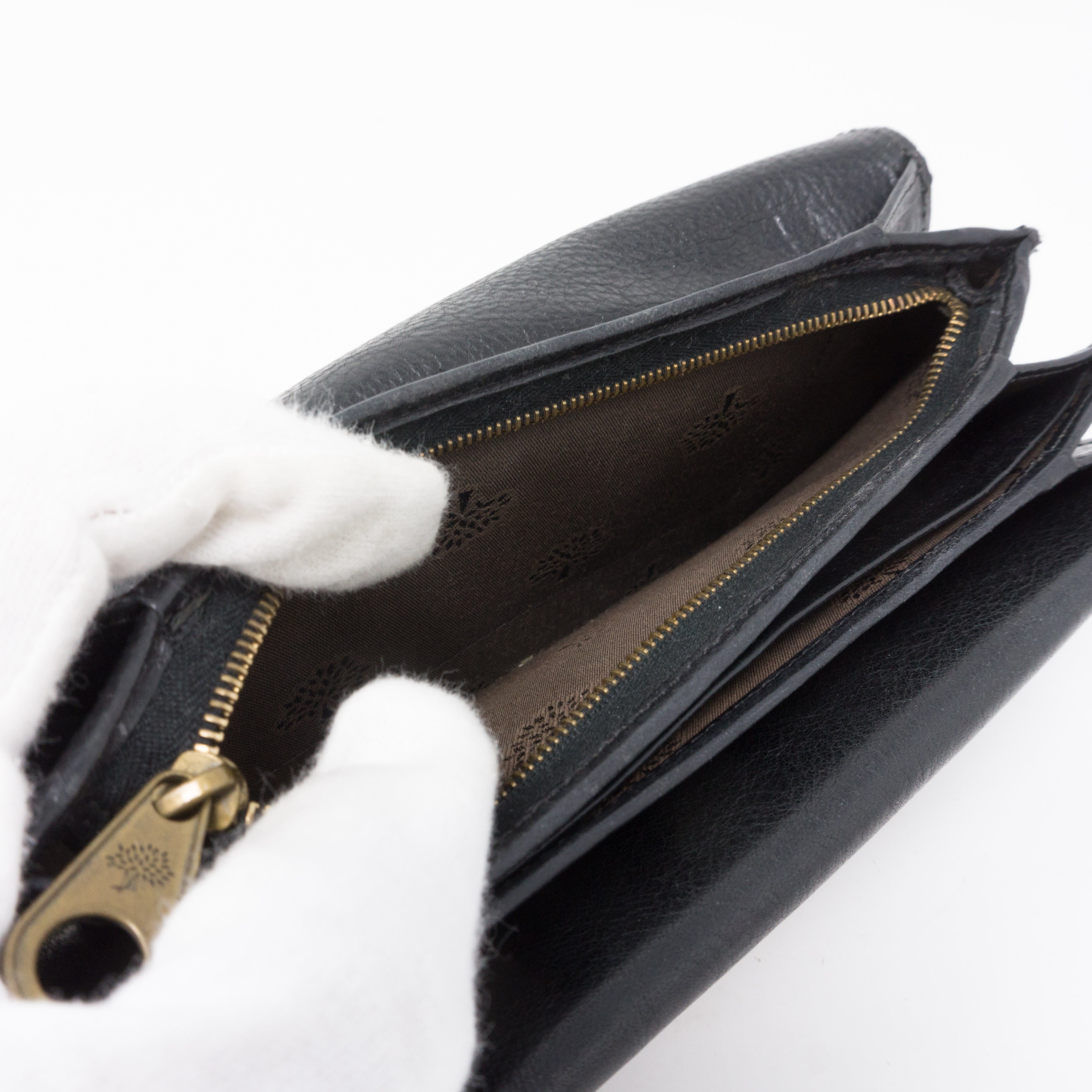 Concertina Continental Purse Black Leather