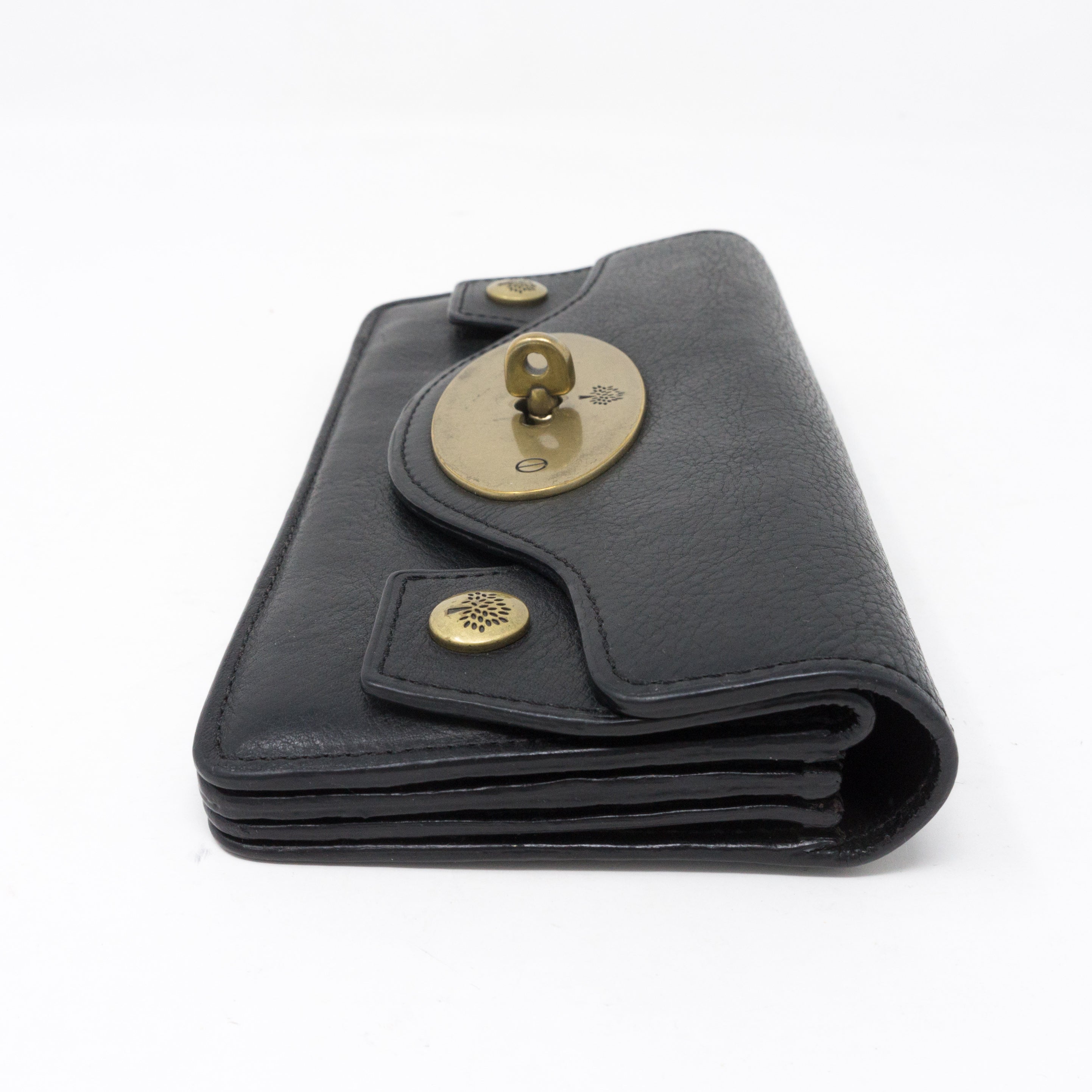 Concertina Continental Purse Black Leather
