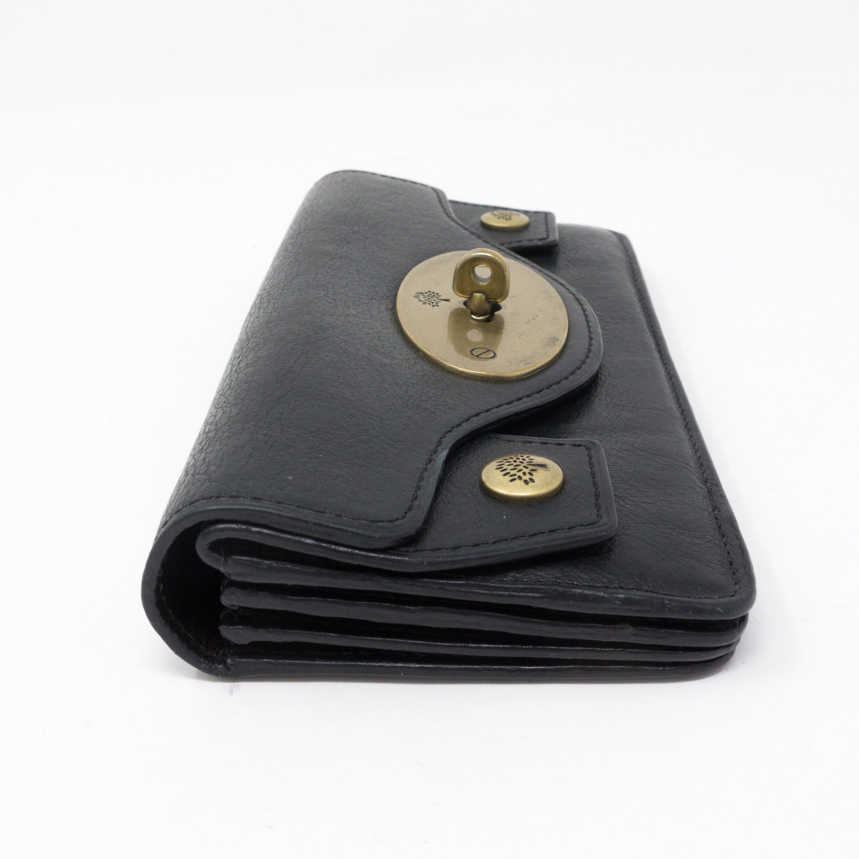 Concertina Continental Purse Black Leather