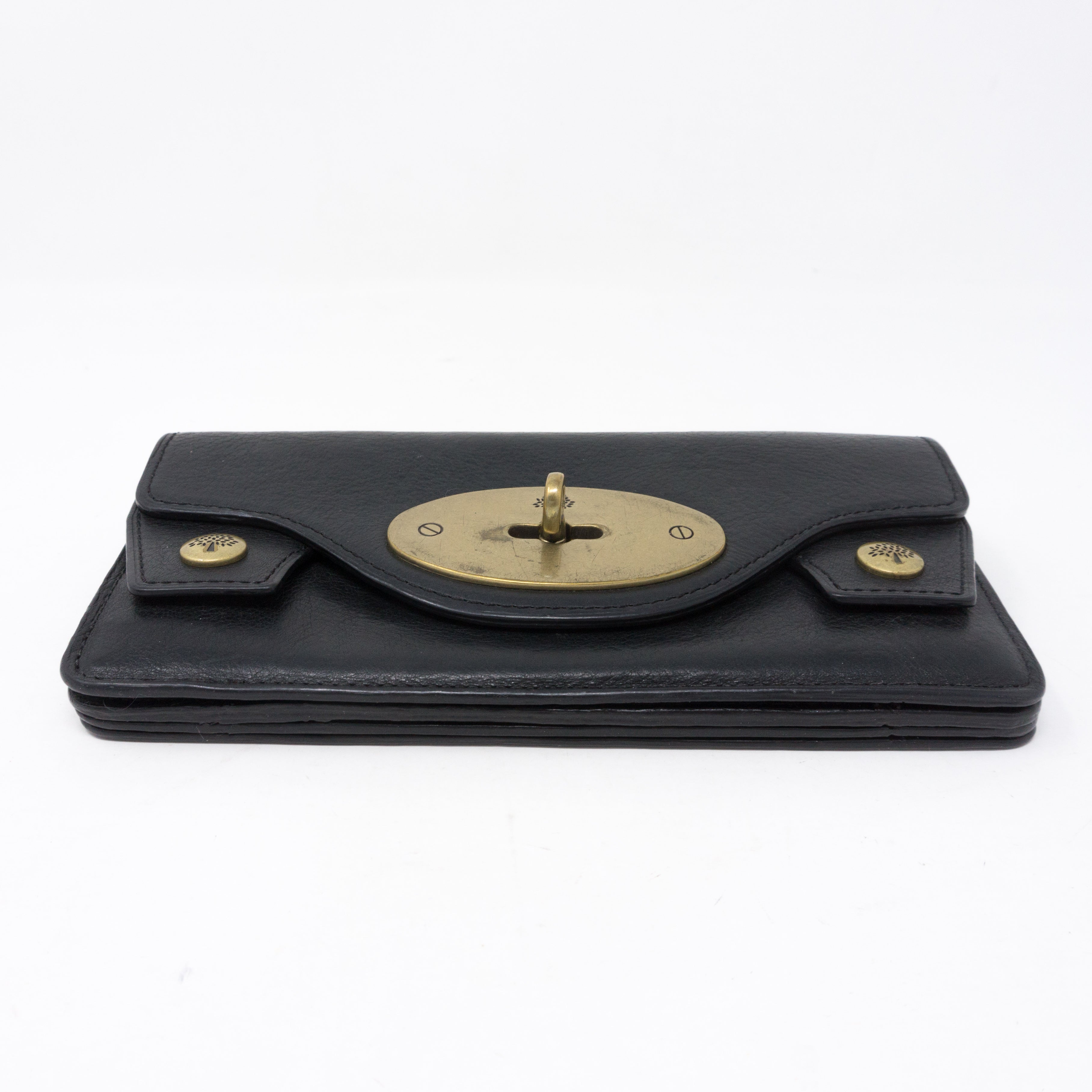 Concertina Continental Purse Black Leather