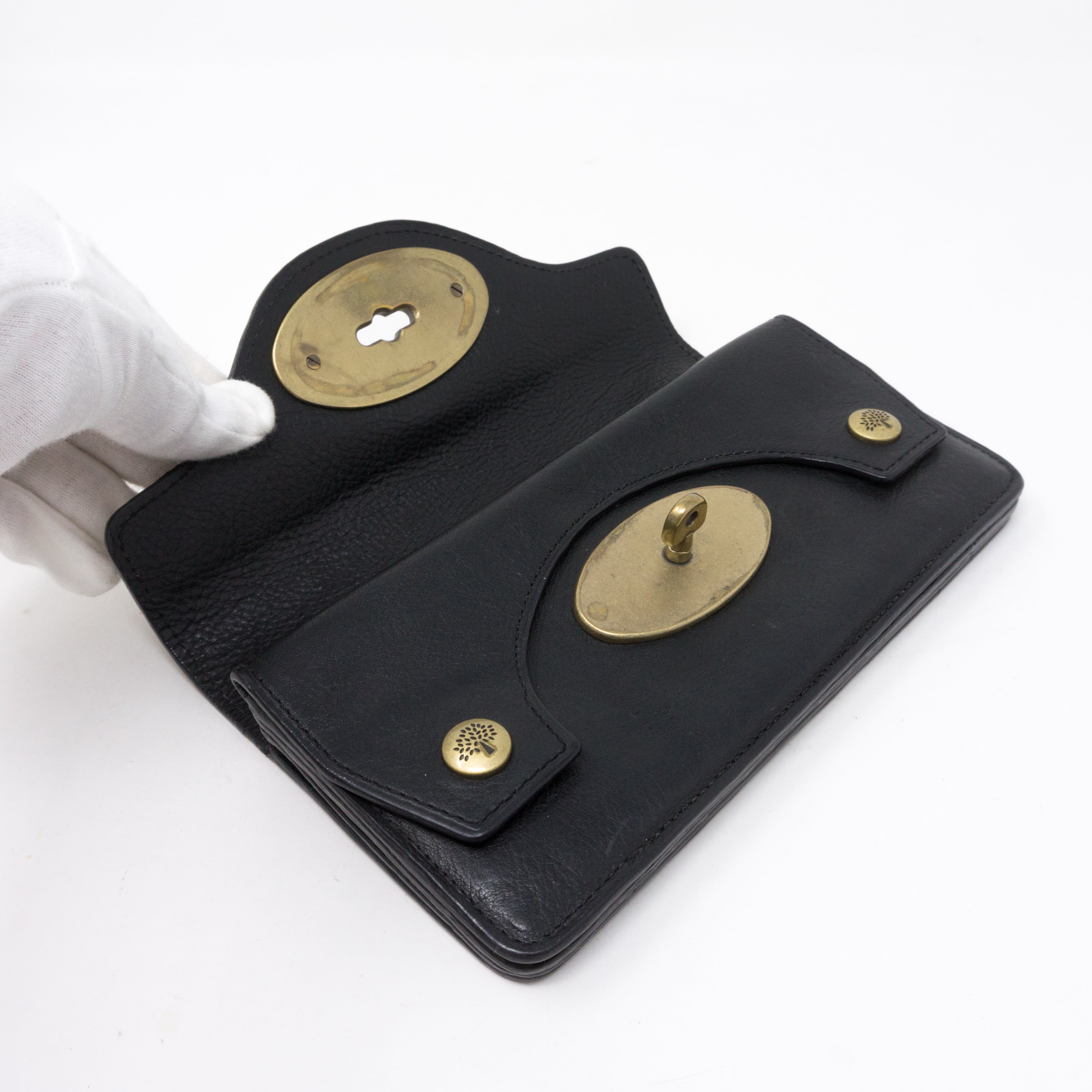 Concertina Continental Purse Black Leather