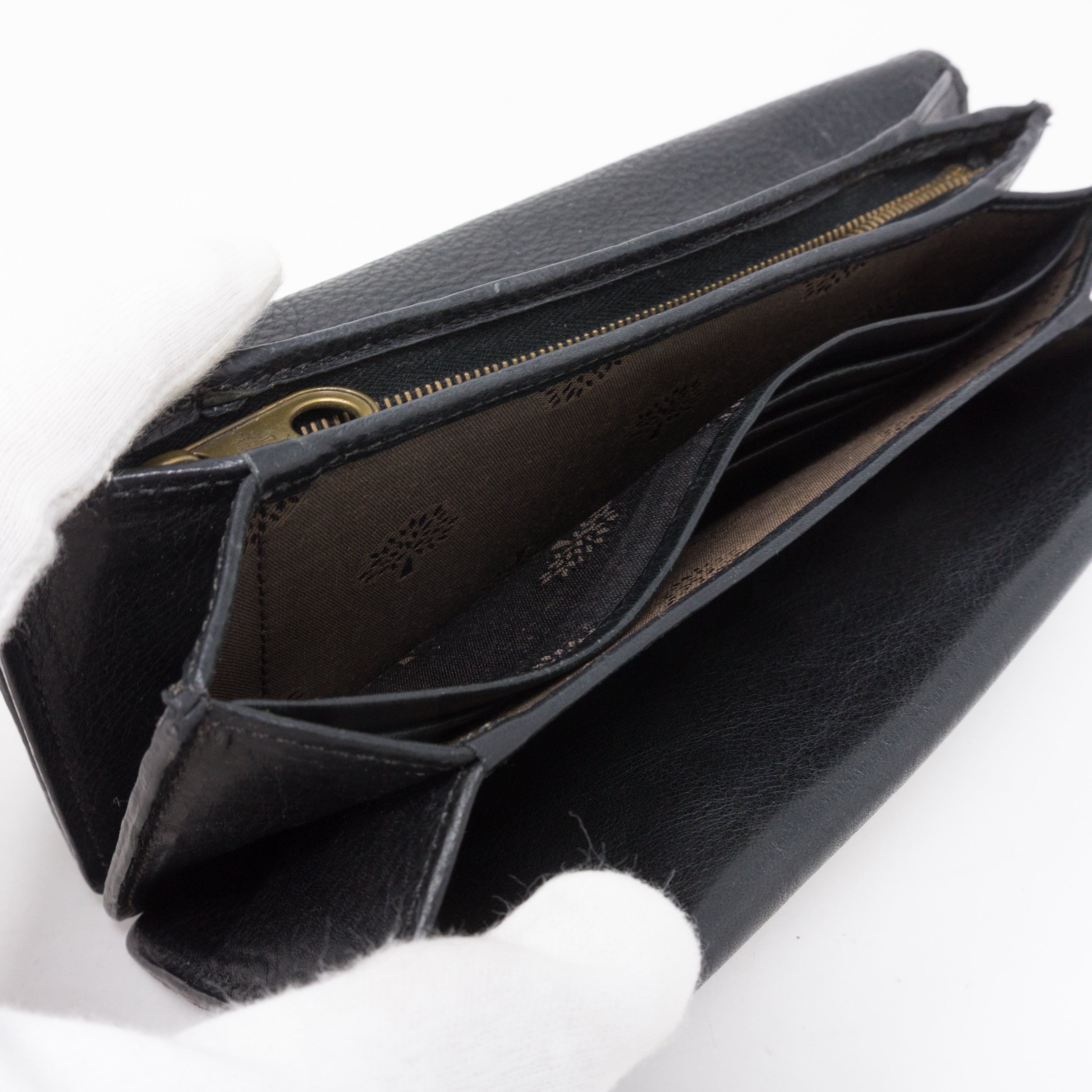 Concertina Continental Purse Black Leather