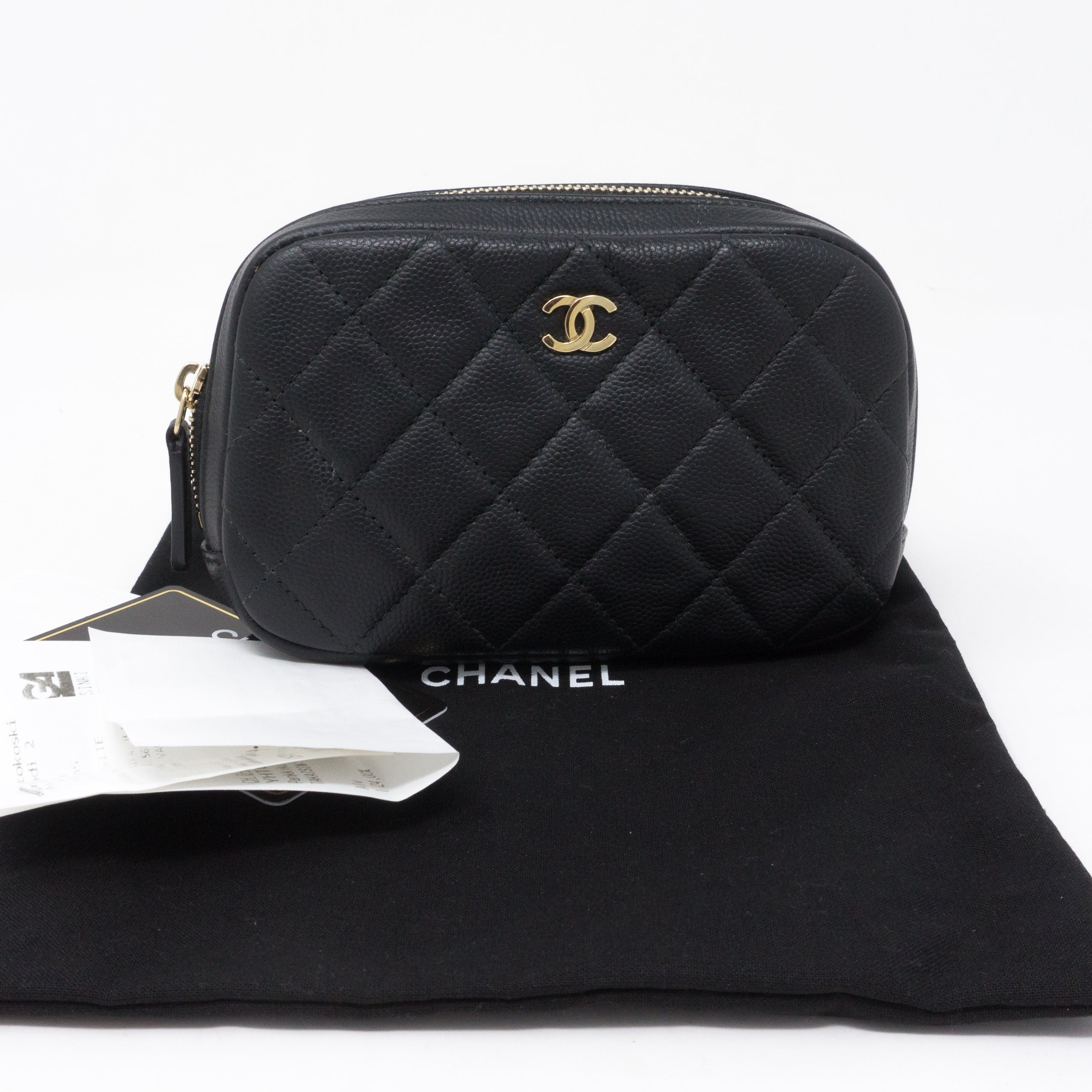 CHANEL, Bags, New Nwt Chanel 23c Curvy Zip Pouch Case Quilted Caviar  Leather Peach Ghw