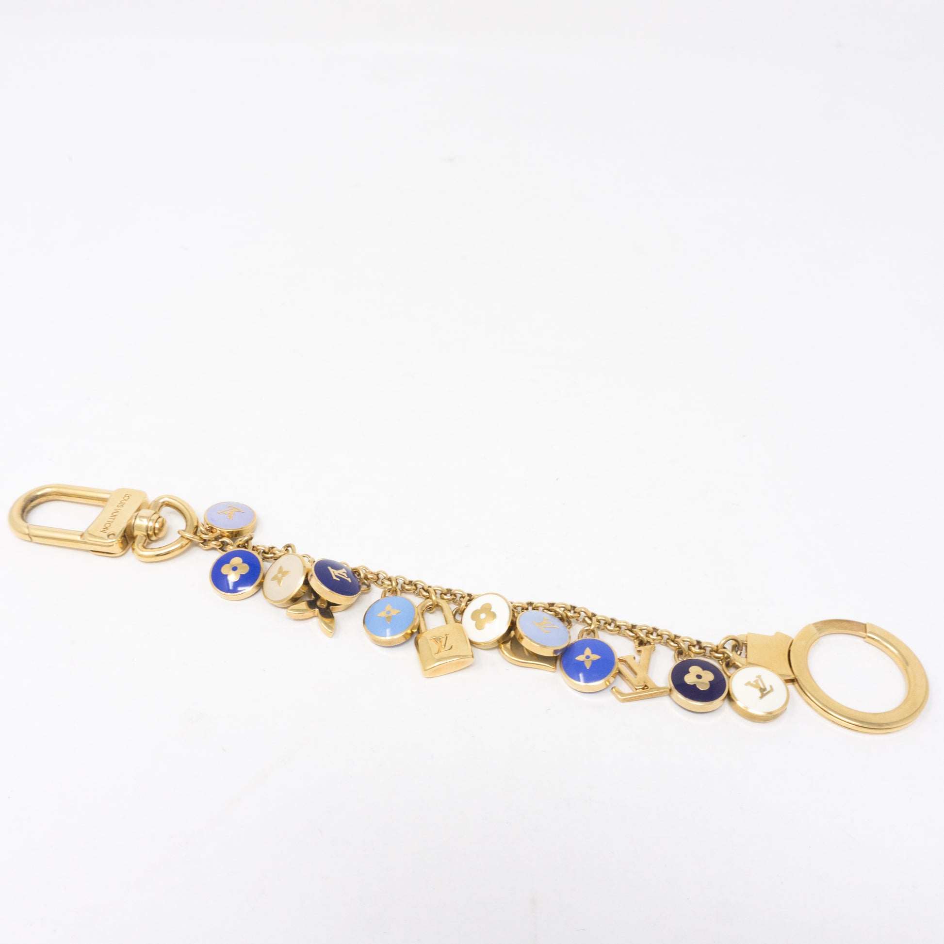 LOUIS VUITTON Metal Enamel Pastilles Key Ring Holder Blue 1268264
