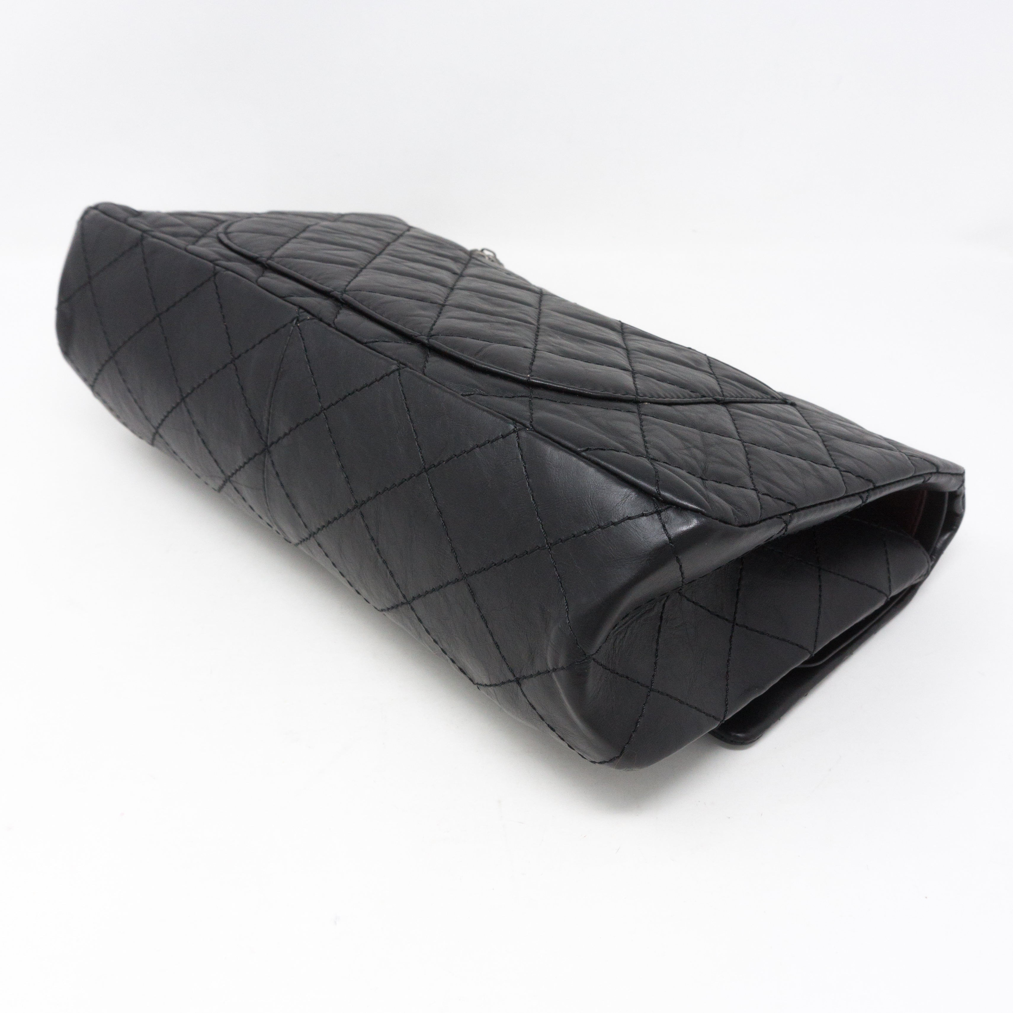 Reissue 2.55 227 Double Flap Bag Black Leather