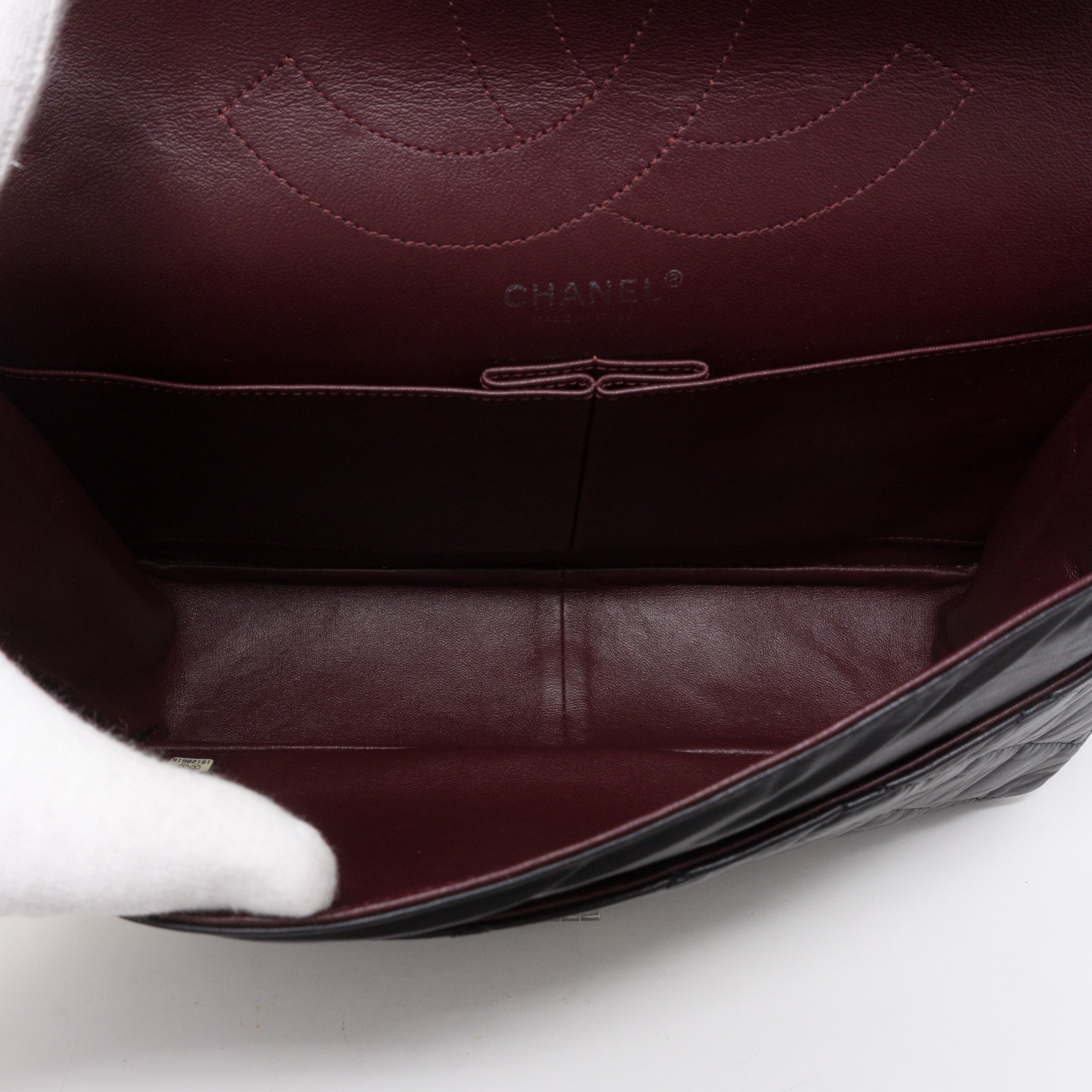 Reissue 2.55 227 Double Flap Bag Black Leather